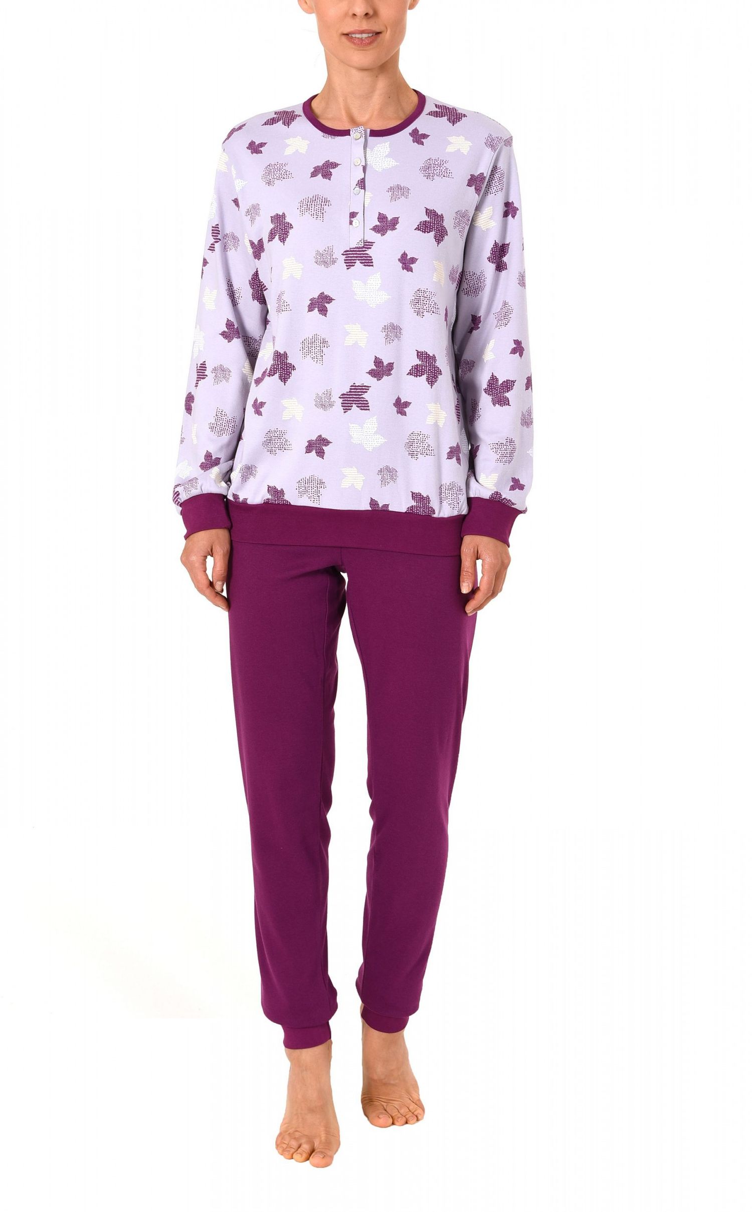Edler Damen Pyjama Schlafanzug langarm mit Bündchen – 62021 Edler Damen Pyjama Schlafanzug langarm mit Bündchen – 62021