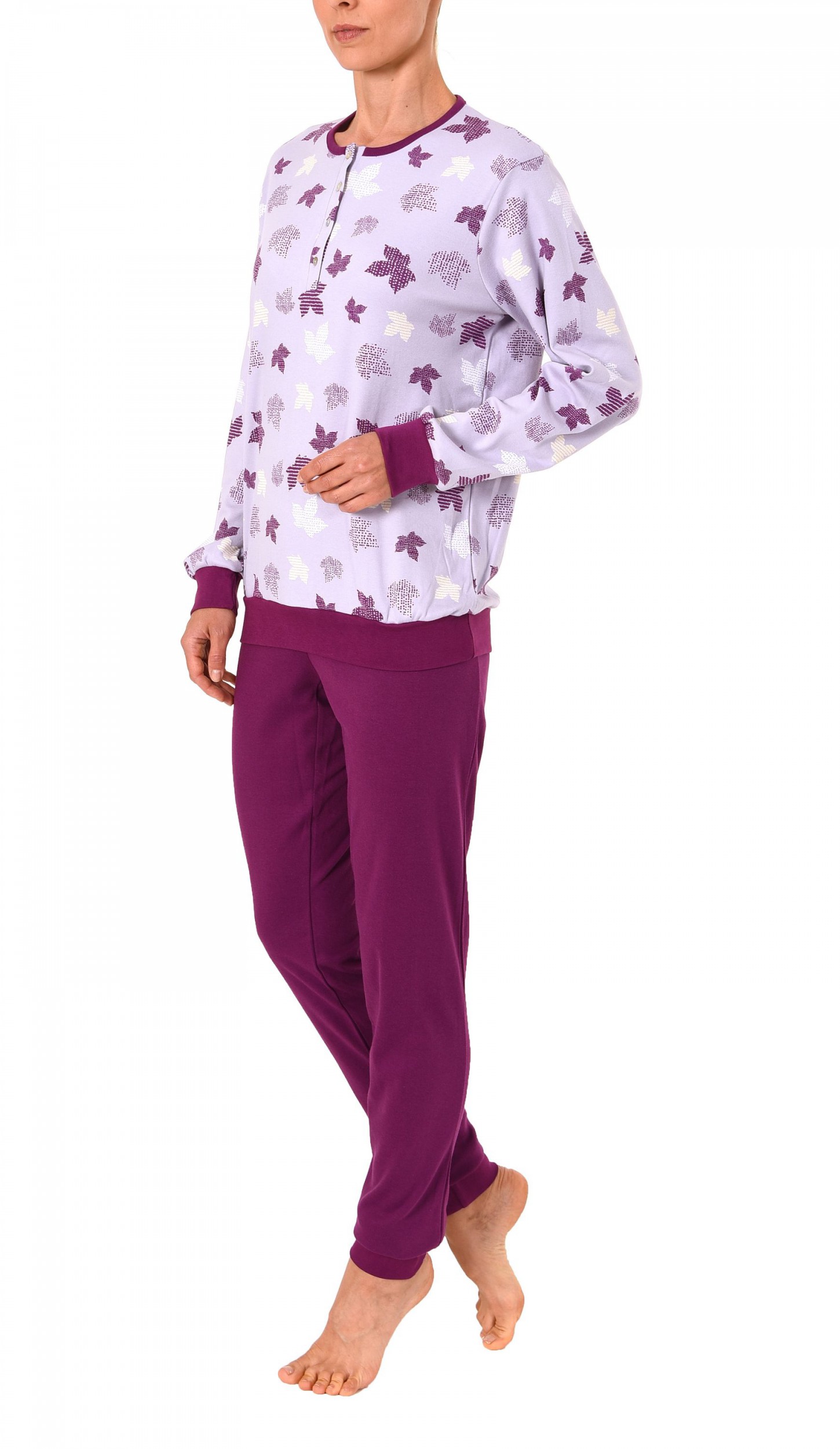 Edler Damen Pyjama Schlafanzug langarm mit Bündchen – 62021 Edler Damen Pyjama Schlafanzug langarm mit Bündchen – 62021