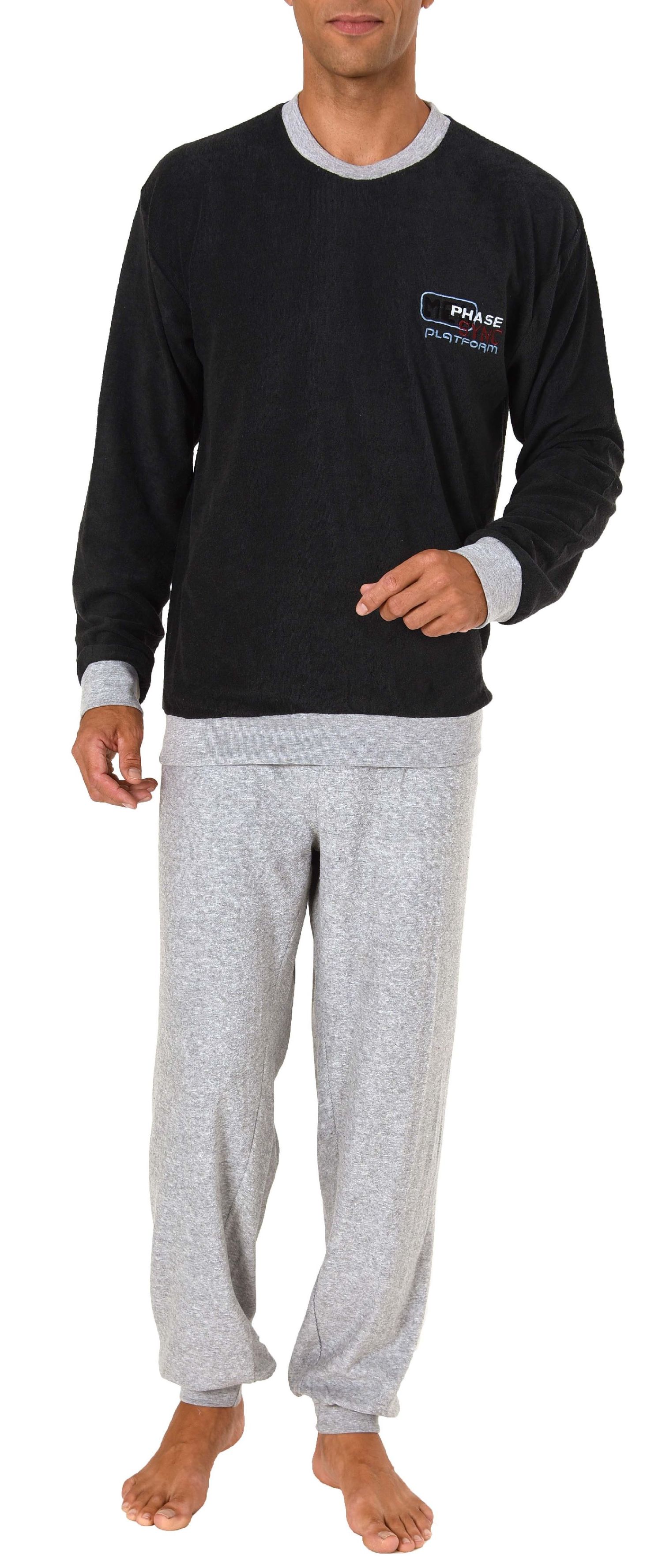 Herren Frottee Pyjama lang mit Bündchen - 61692