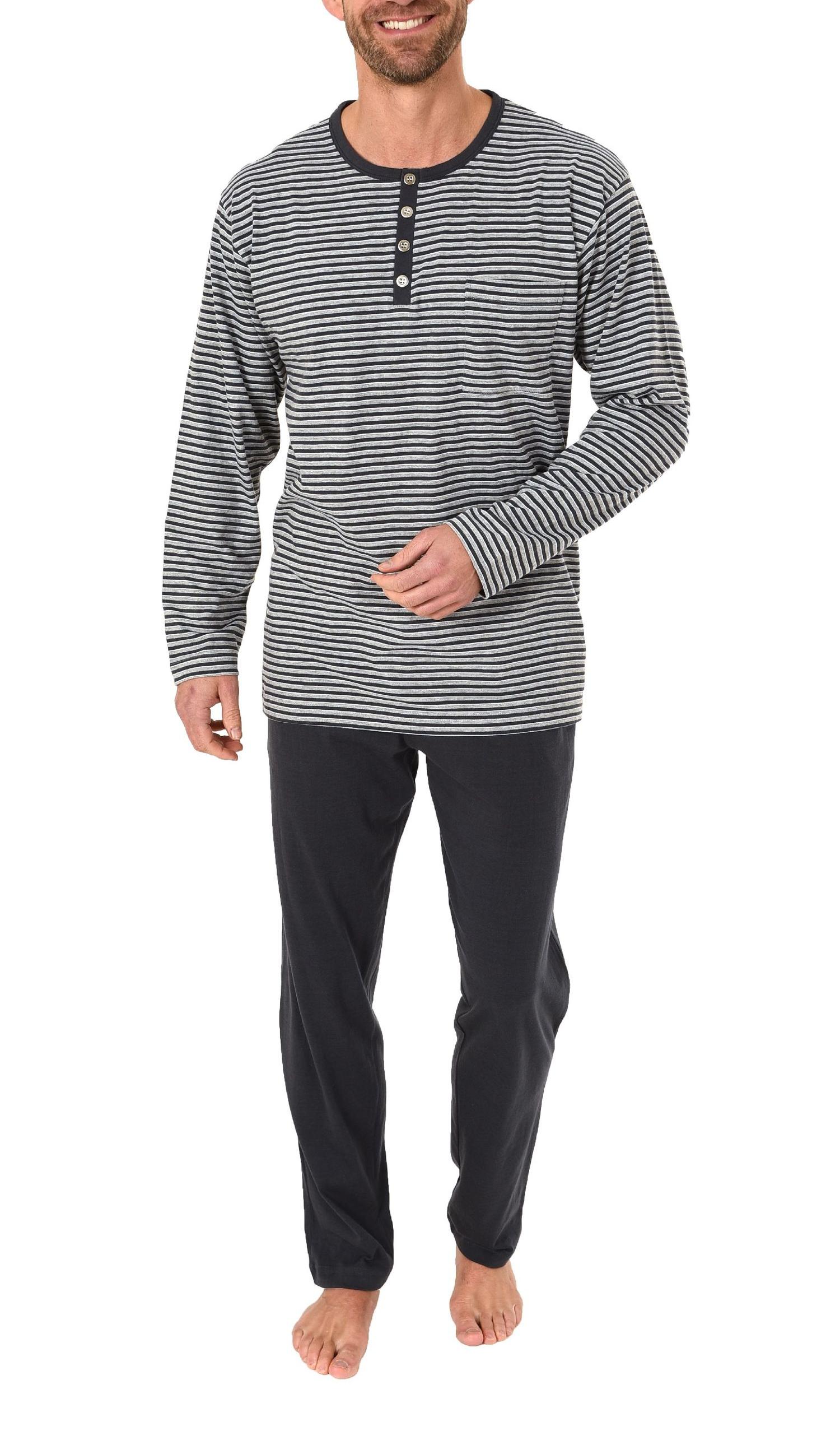 Edler Herren Pyjama, langärmliger Schlafanzug mit Ringeln und Knopfleiste, Gr. 48-70 - 281 101 90 772 Edler Herren Pyjama, langärmliger Schlafanzug mit Ringeln und Knopfleiste, Gr. 48-70 - 281 101 90 772