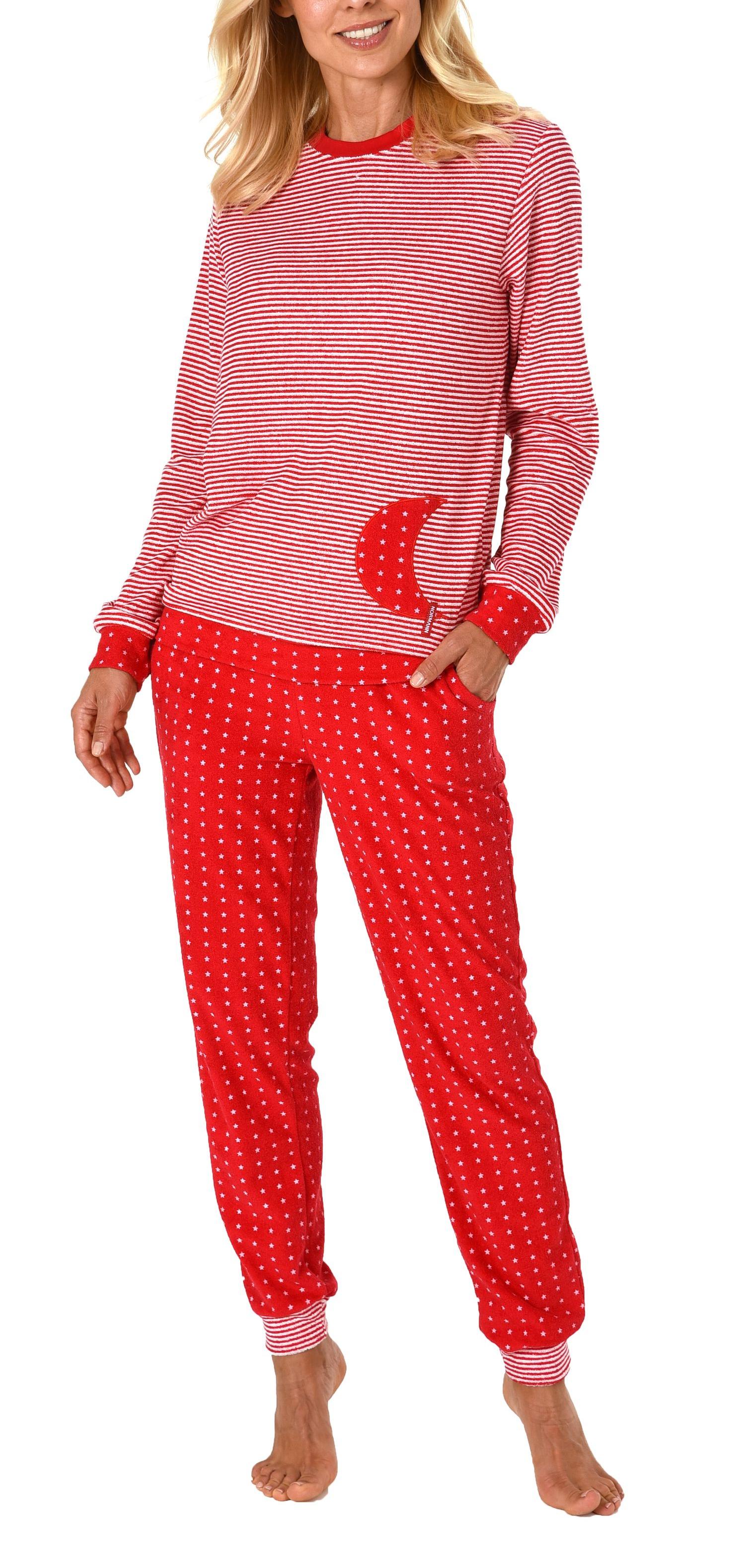 Ladies terry pajamas with cuffs - also in plus size up to 4XL - 201 93 200a Ladies terry pajamas with cuffs - also in plus size up to 4XL - 201 93 200a