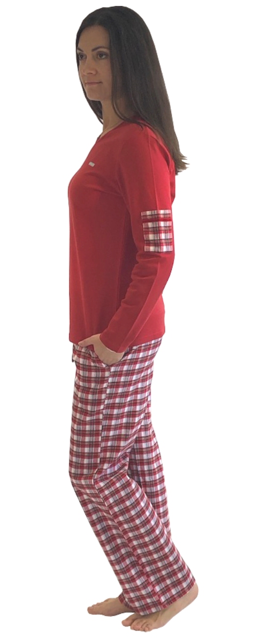 Wunderschöner Pyjama mit Flanell-Hose kariert, NORMANN Schlafanzug für Damen bis Gr. 56/58 - 51176