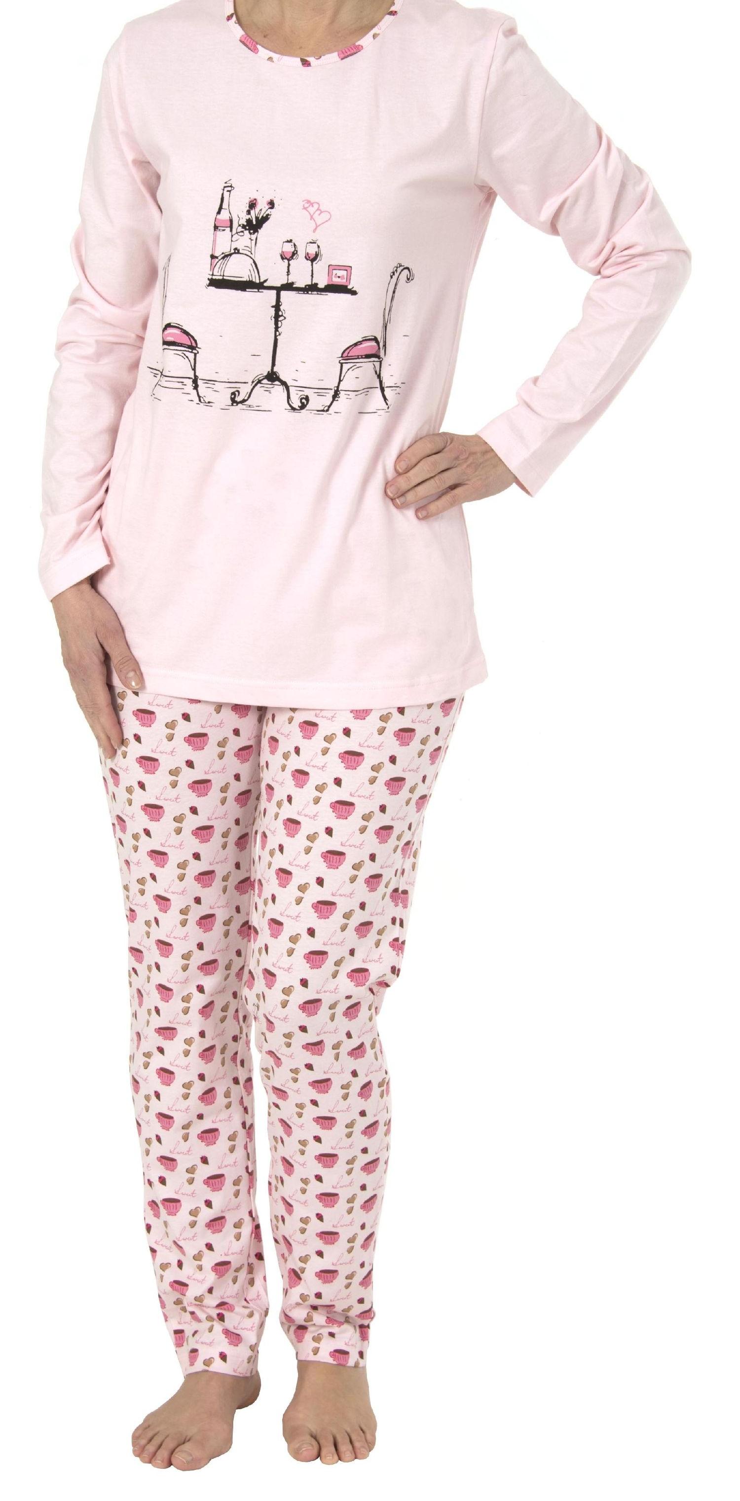 Lässiger Damen Pyjama Schlafanzug lang -191 201 90 206