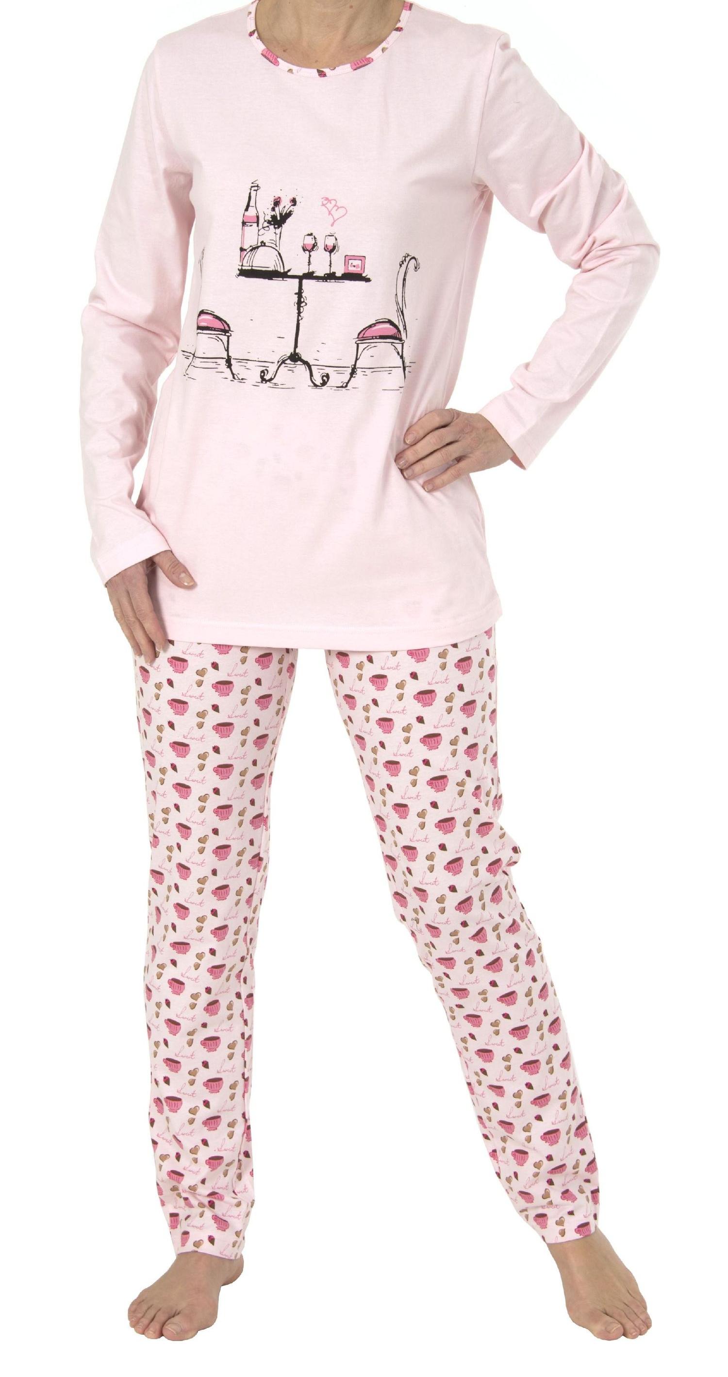 Lässiger Damen Pyjama Schlafanzug lang -191 201 90 206