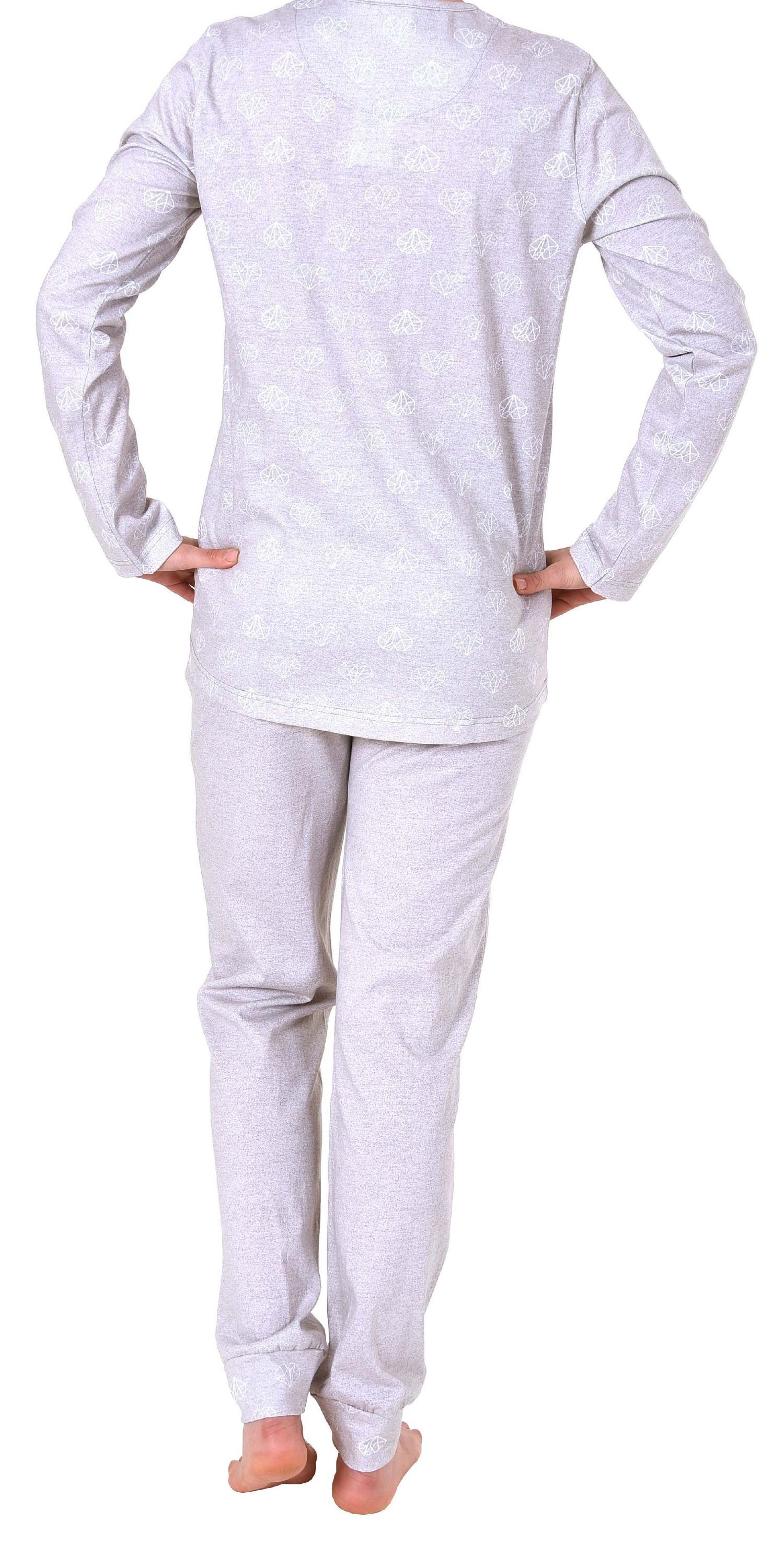 Normann Damen Pyjama in lässiger Optik mit grafischen Designs – 191 201 90 879