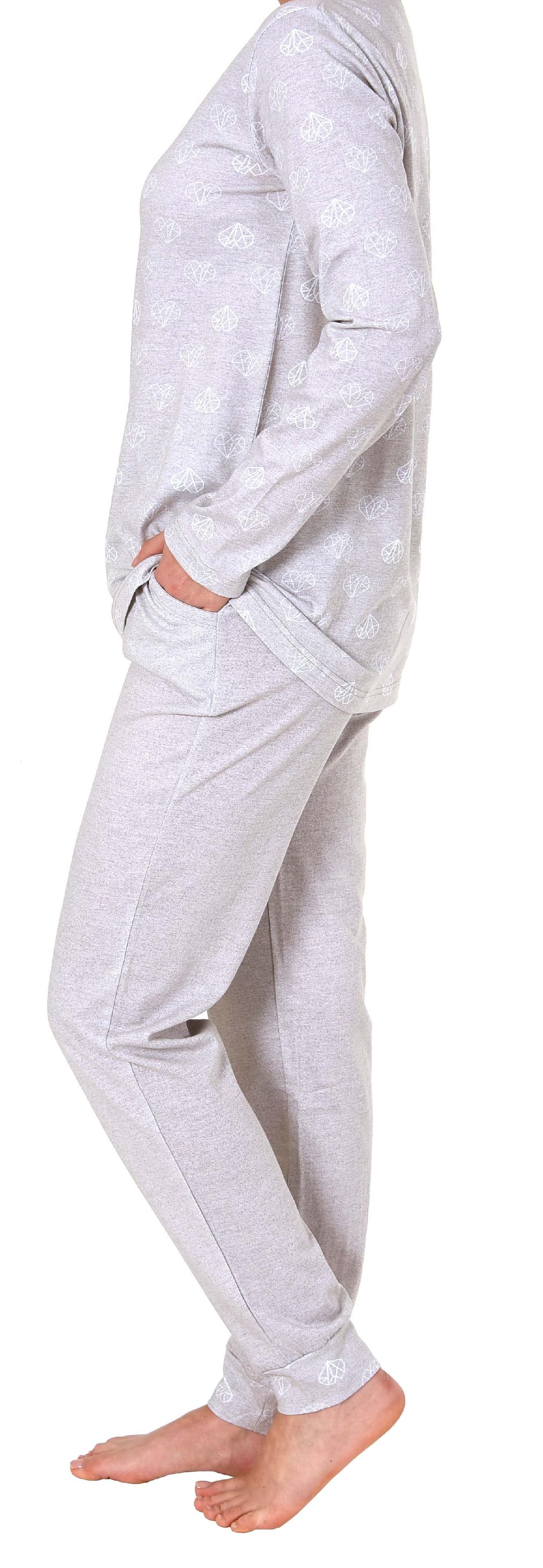 Normann Damen Pyjama in lässiger Optik mit grafischen Designs – 191 201 90 879