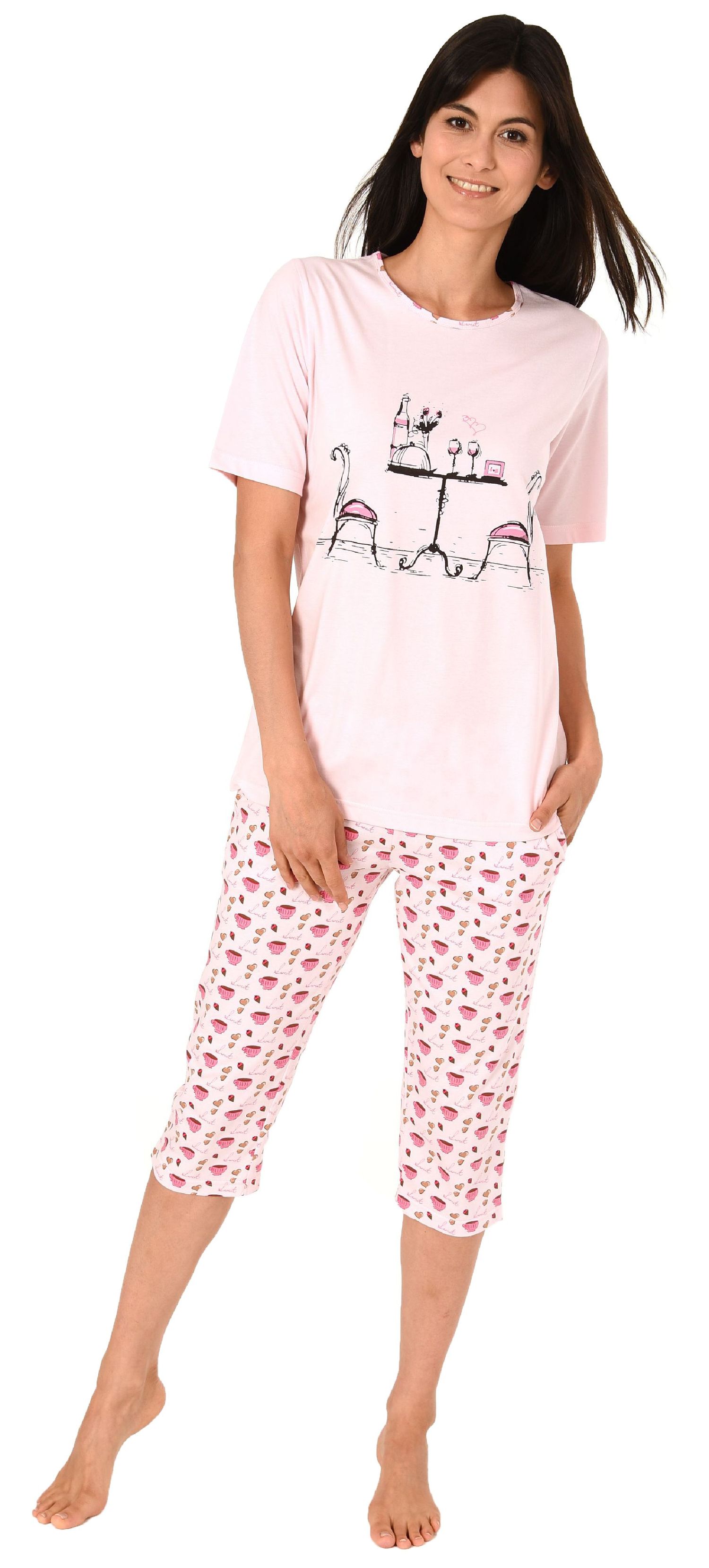 Lässiger Damen Capri Pyjama Schlafanzug kurzarm -191 204 90 206 