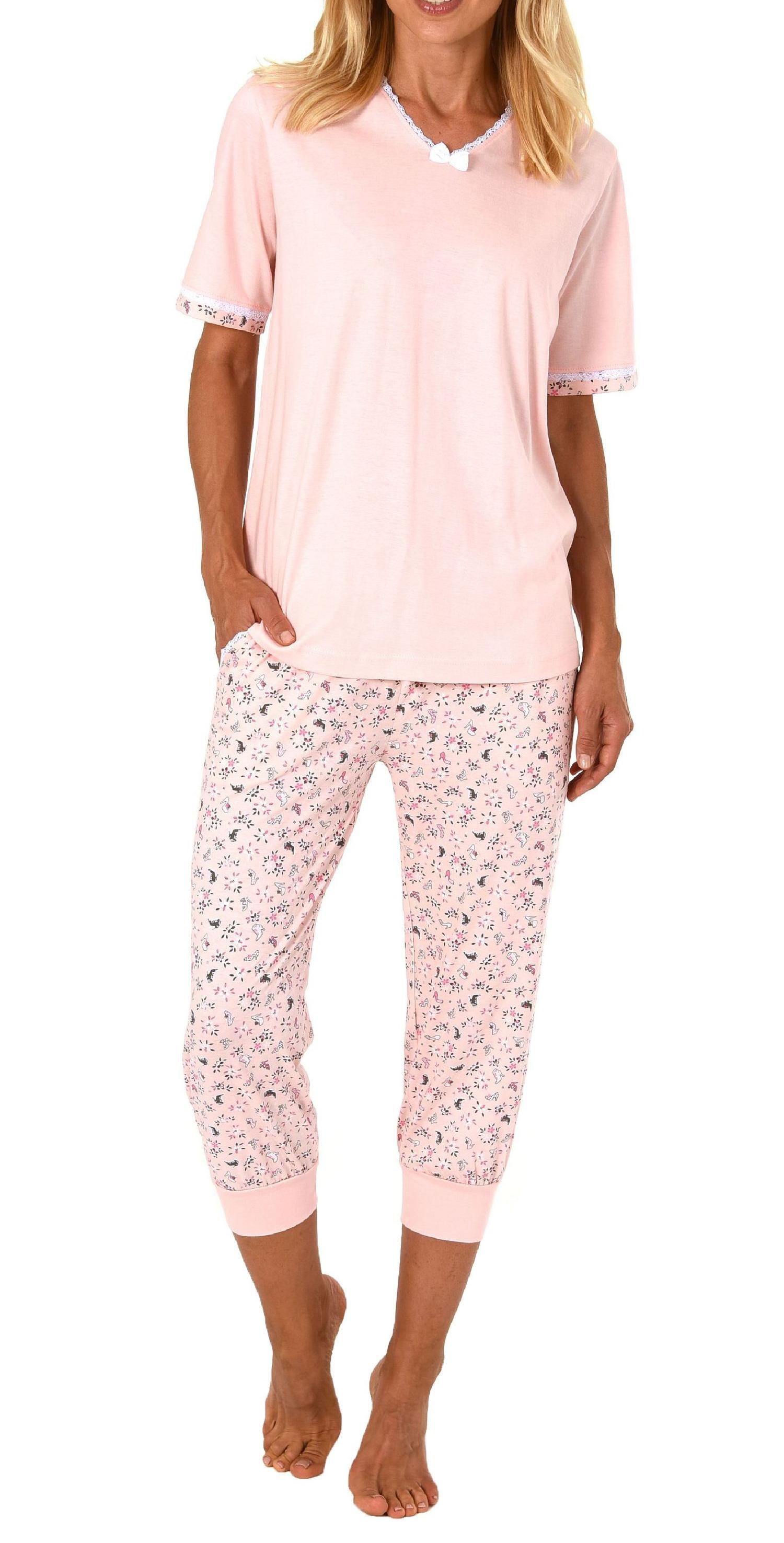 Normann Damen Capri-Pyjama kurzarm – auch in Übergrössen erhältlich bis Grösse 60/62 - 191 204 90 214