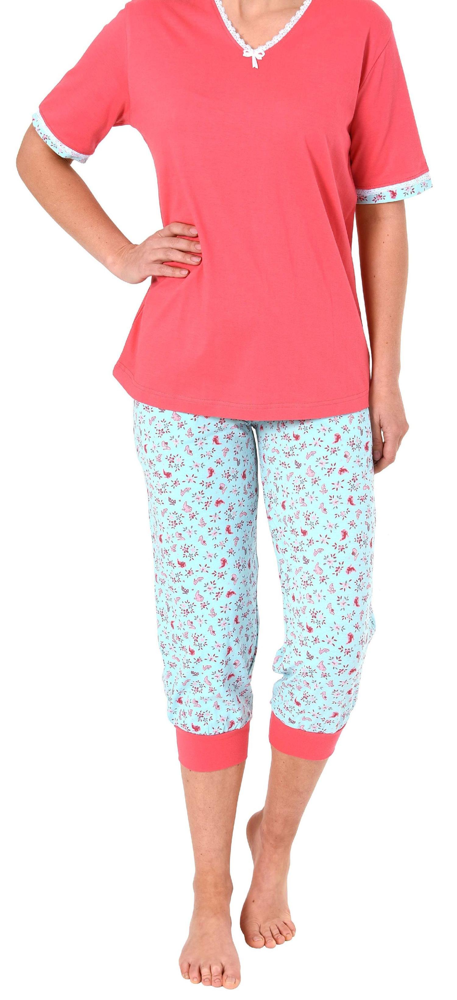 Normann Damen Capri-Pyjama kurzarm – auch in Übergrössen erhältlich bis Grösse 60/62 - 191 204 90 214