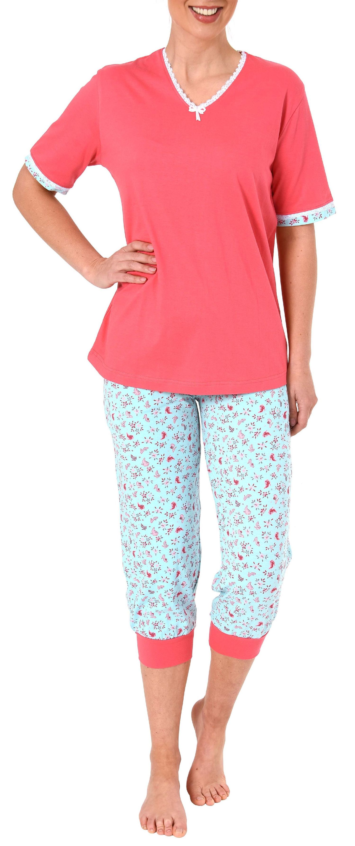Normann Damen Capri-Pyjama kurzarm – auch in Übergrössen erhältlich bis Grösse 60/62 - 191 204 90 214