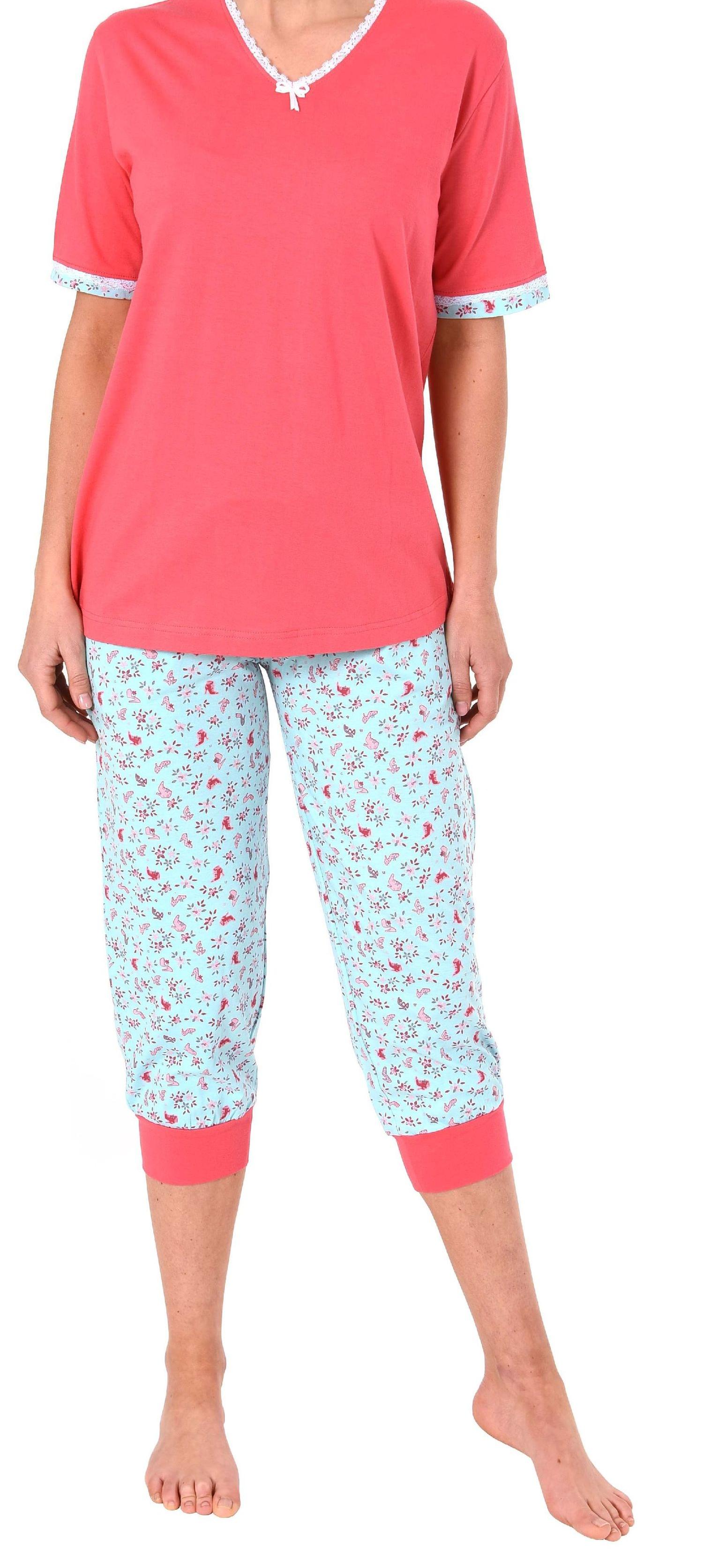 Normann Damen Capri-Pyjama kurzarm – auch in Übergrössen erhältlich bis Grösse 60/62 - 191 204 90 214