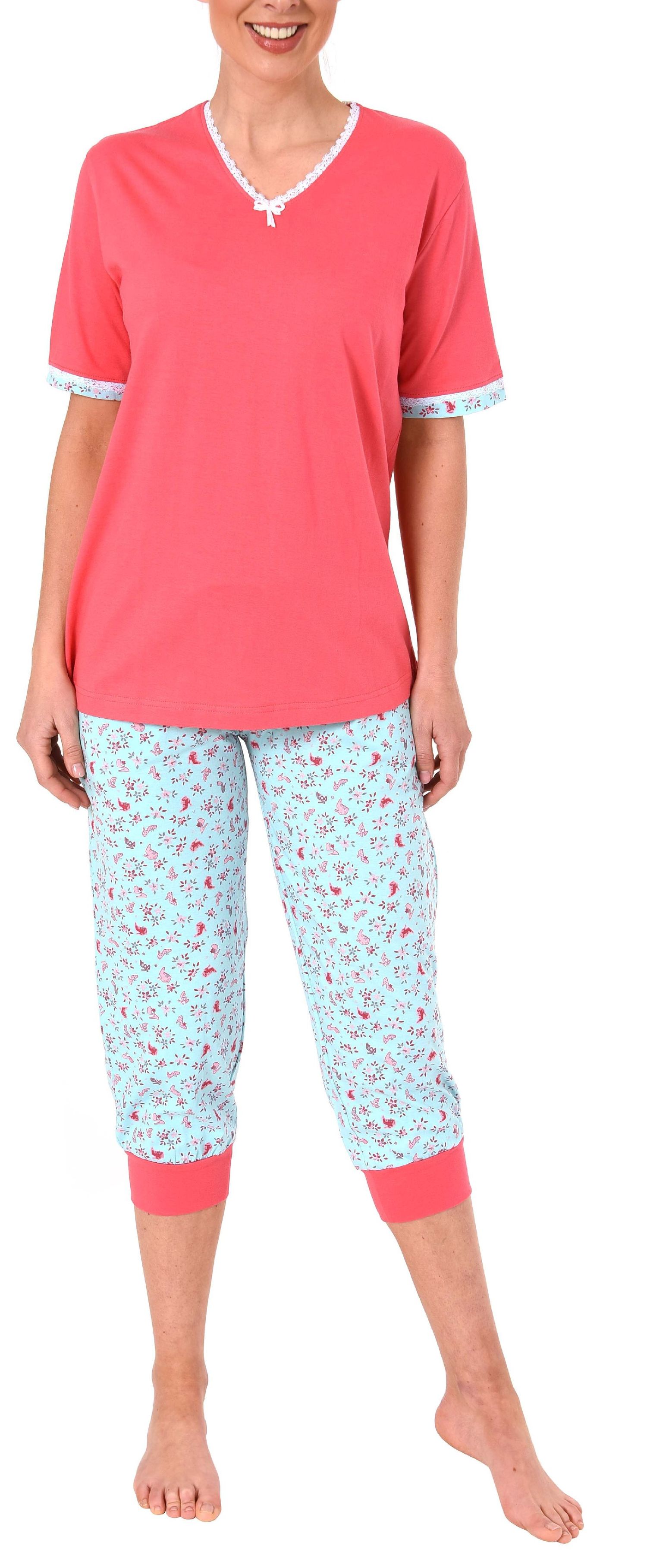Normann Damen Capri-Pyjama kurzarm – auch in Übergrössen erhältlich bis Grösse 60/62 - 191 204 90 214