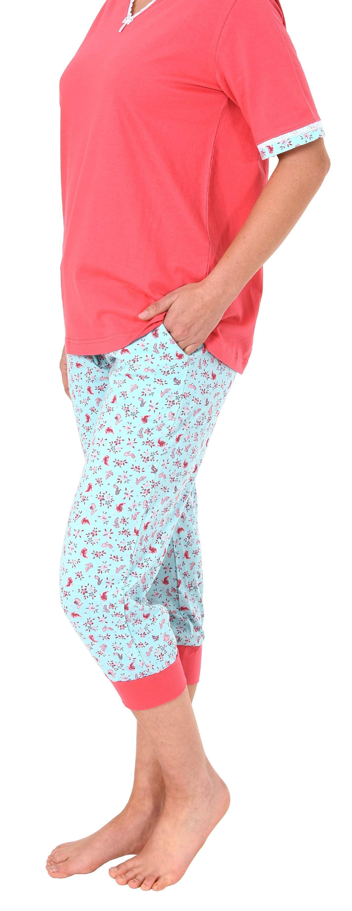 Normann Damen Capri-Pyjama kurzarm – auch in Übergrössen erhältlich bis Grösse 60/62 - 191 204 90 214
