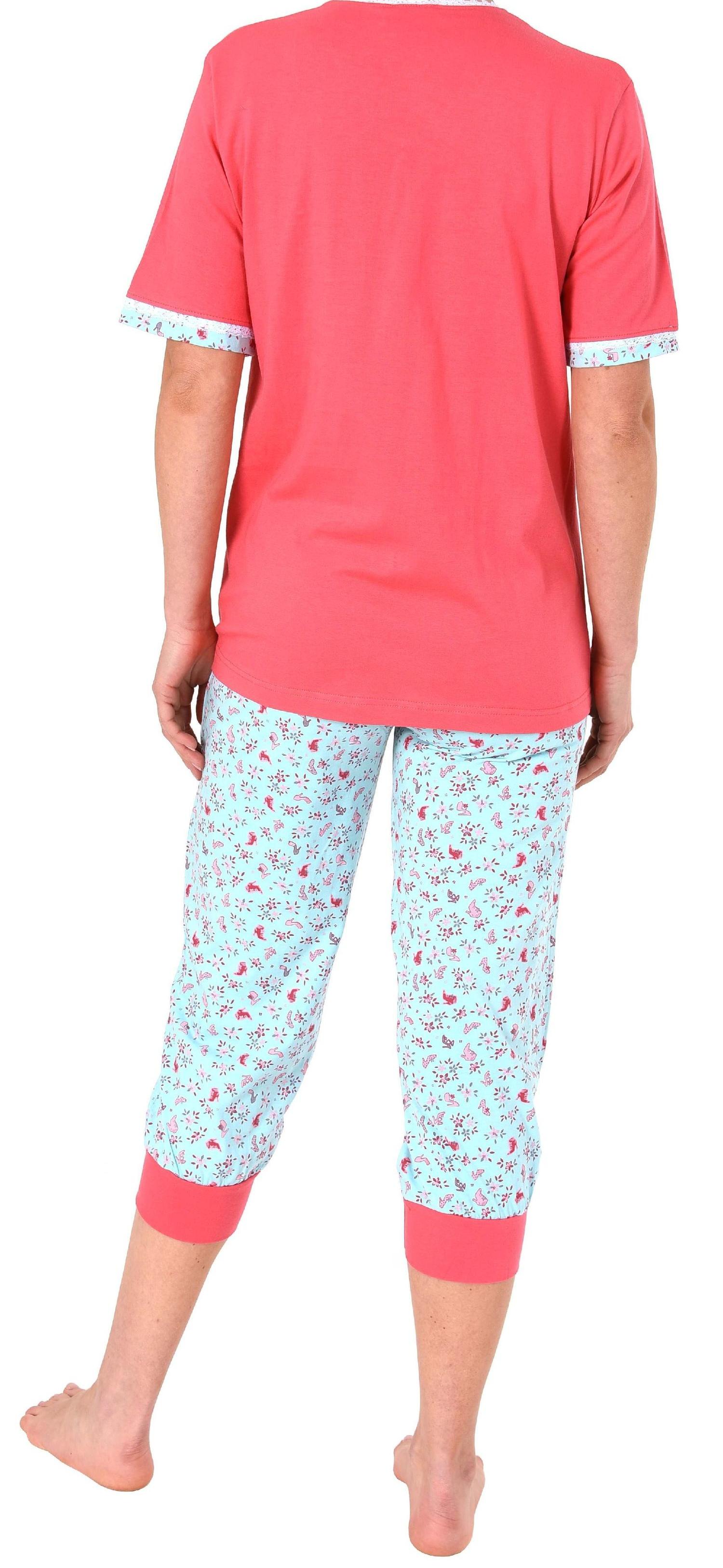 Normann Damen Capri-Pyjama kurzarm – auch in Übergrössen erhältlich bis Grösse 60/62 - 191 204 90 214