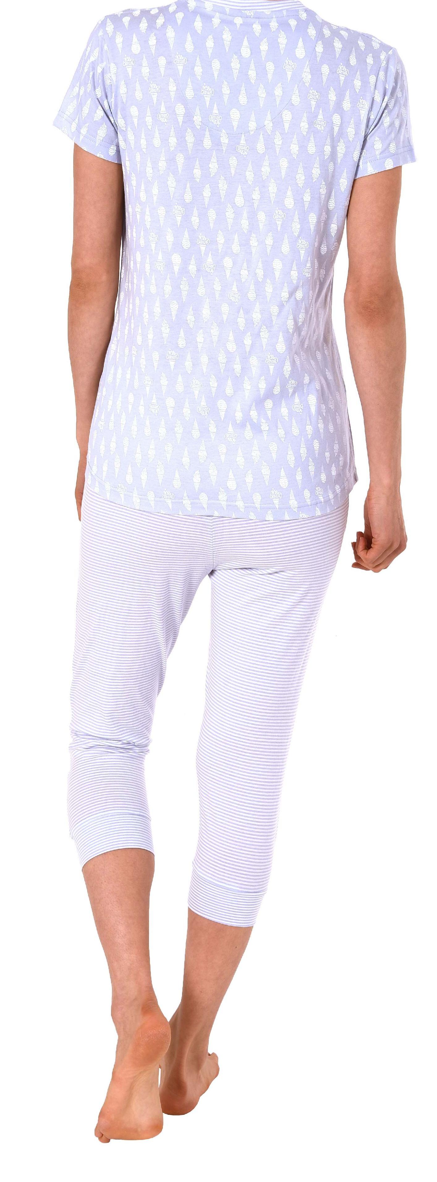 Normann Damen Capri-Pyjama kurzarm mit Ananas als Motiv, coole Optik – 191 204 90 216