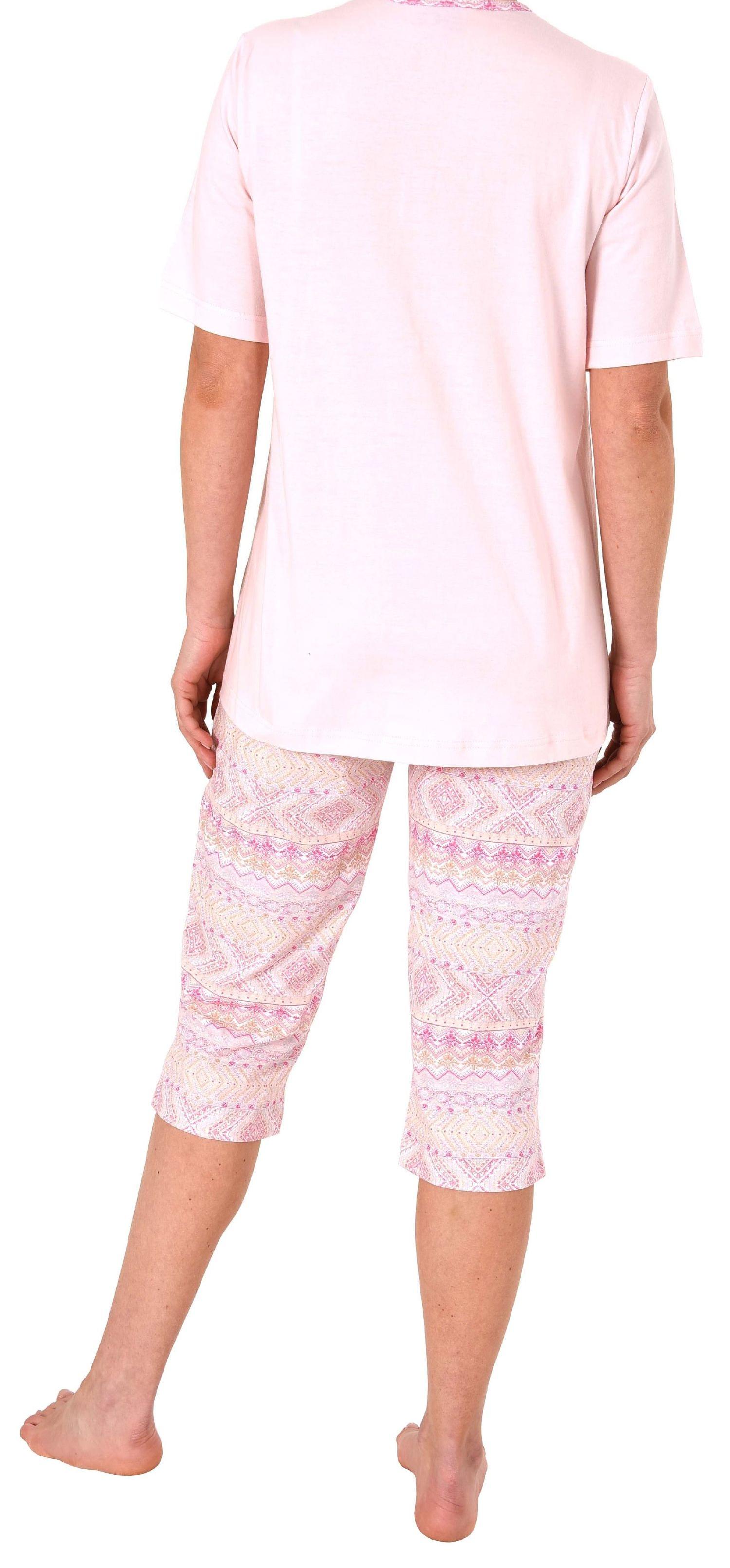 Damen Capri Pyjama kurzarm Ethnolook – auch in Übergrössen bis Grösse 60/62 – 204 90 226