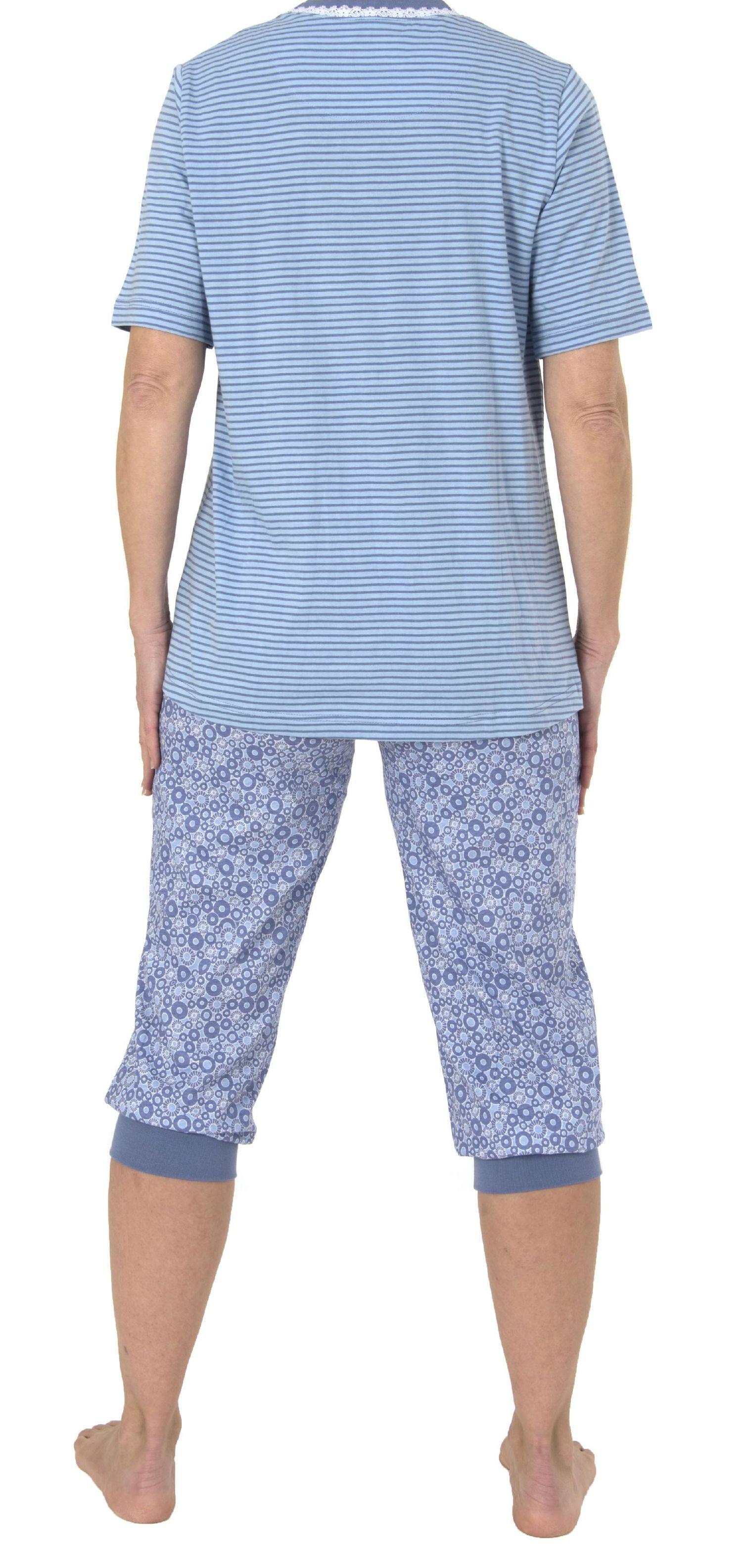 Damen Capri Pyjama kurzarm und mit Spitzenbesatz– auch in Übergrössen bis Grösse 60/62 - 191 204 90 838 Damen Capri Pyjama kurzarm und mit Spitzenbesatz– auch in Übergrössen bis Grösse 60/62 - 191 204 90 838