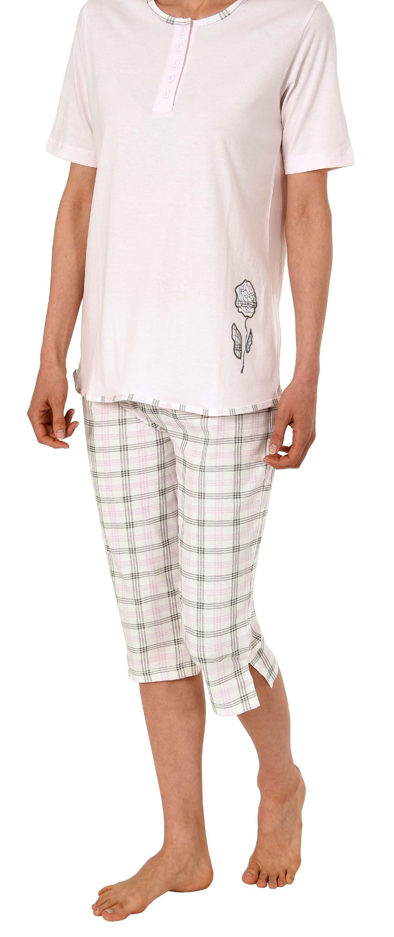 Normann Damen Capri Pyjama Schlafanzug kurzarm, Caprihose mit Karomuster 191 204 90 946 Normann Damen Capri Pyjama Schlafanzug kurzarm, Caprihose mit Karomuster 191 204 90 946