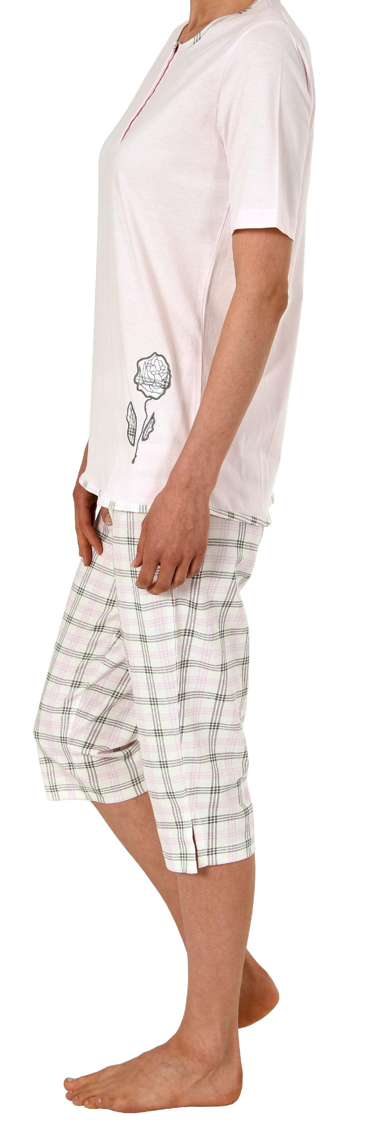 Normann Damen Capri Pyjama Schlafanzug kurzarm, Caprihose mit Karomuster 191 204 90 946 Normann Damen Capri Pyjama Schlafanzug kurzarm, Caprihose mit Karomuster 191 204 90 946