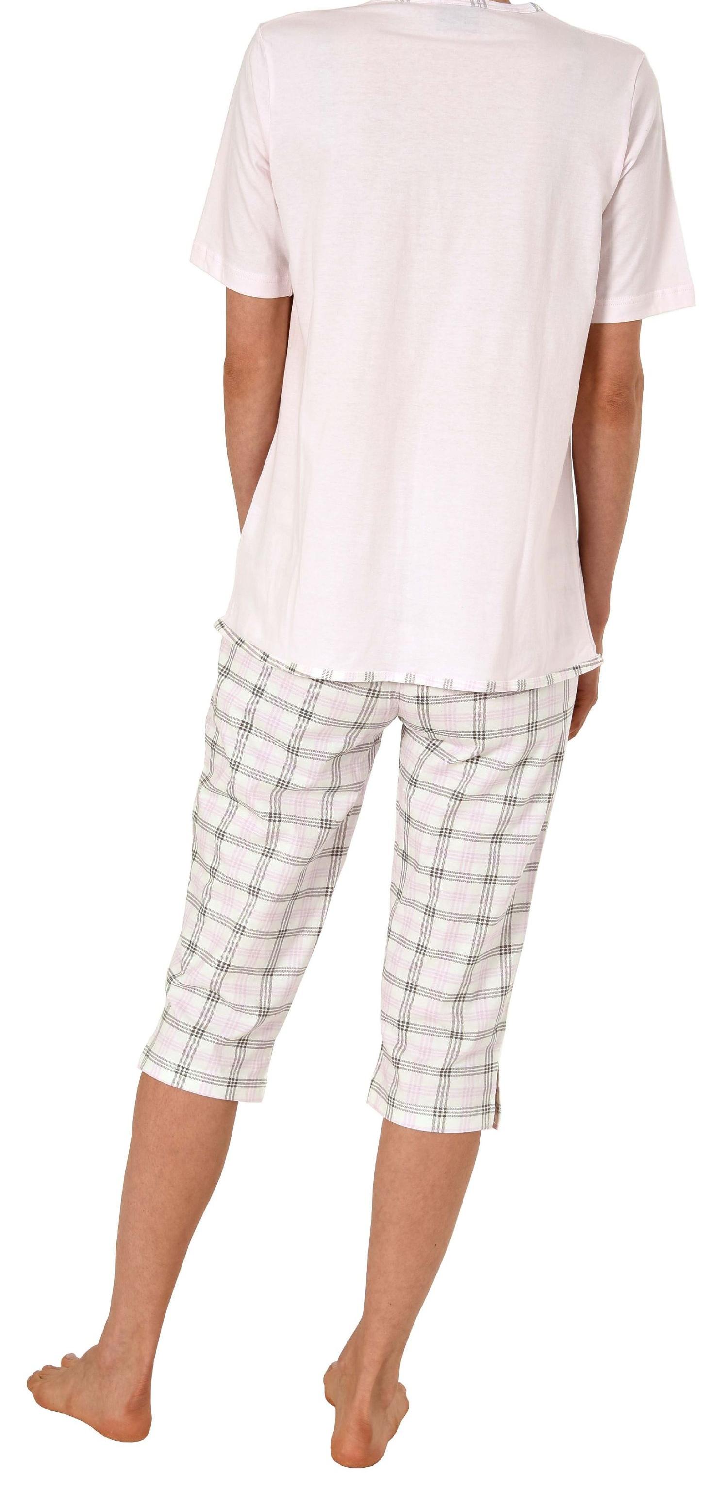 Normann Damen Capri Pyjama Schlafanzug kurzarm, Caprihose mit Karomuster 191 204 90 946 Normann Damen Capri Pyjama Schlafanzug kurzarm, Caprihose mit Karomuster 191 204 90 946