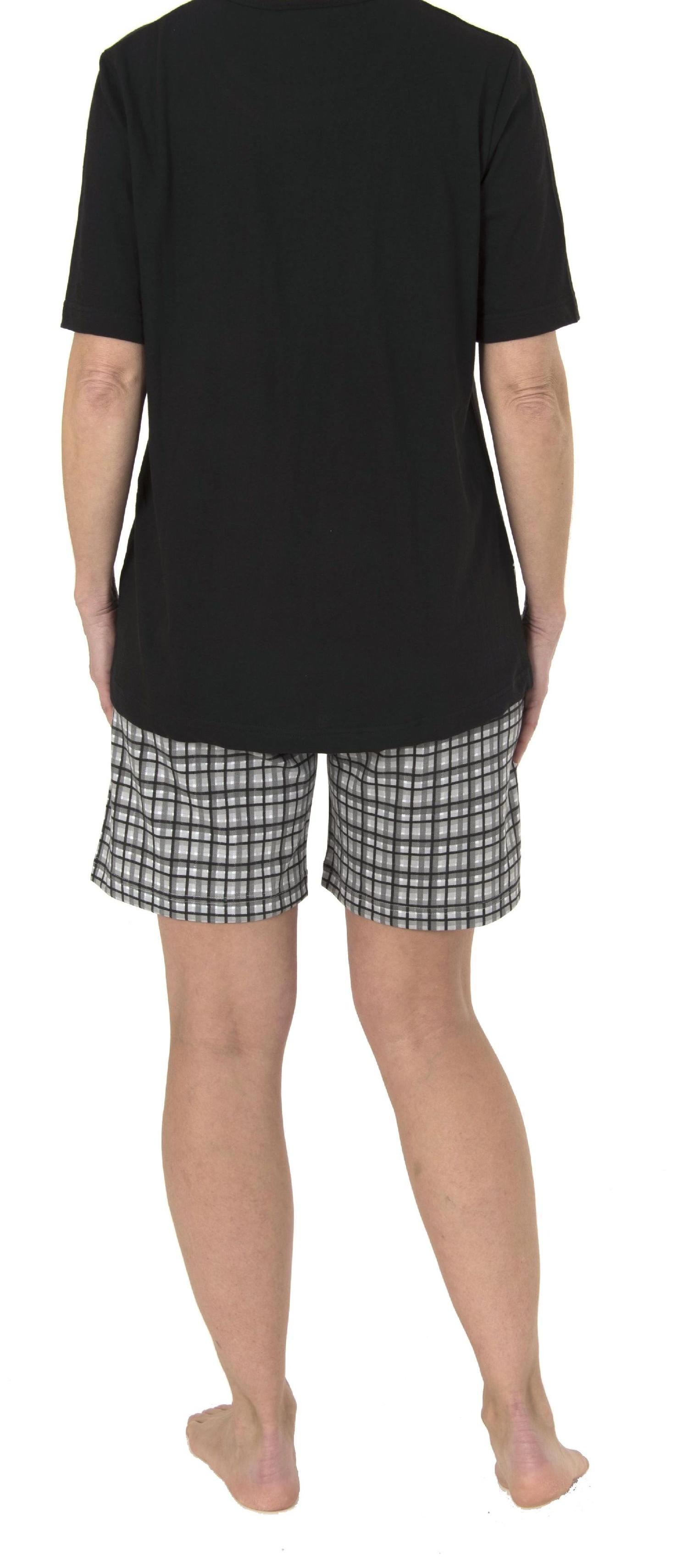 Damen Shorty Pyjama kurzarm, kurze Hose mit Karomuster, Giraffenmotiv, auch in Übergrössen 191 205 90 100 Damen Shorty Pyjama kurzarm, kurze Hose mit Karomuster, Giraffenmotiv, auch in Übergrössen 191 205 90 100