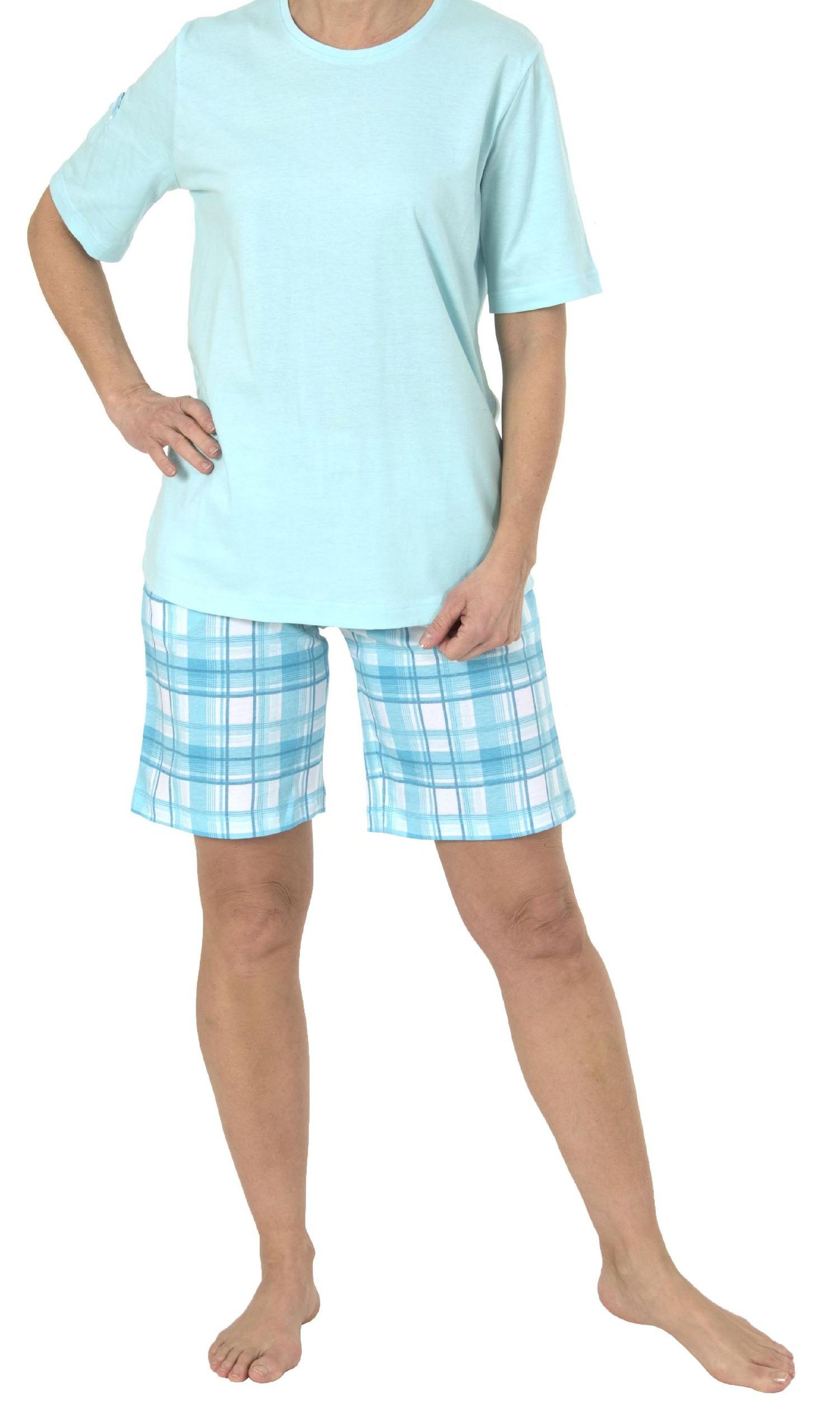 Damen Shorty Pyjama kurzarm in sommerlichen Farben von Normann - 191 205 90 204