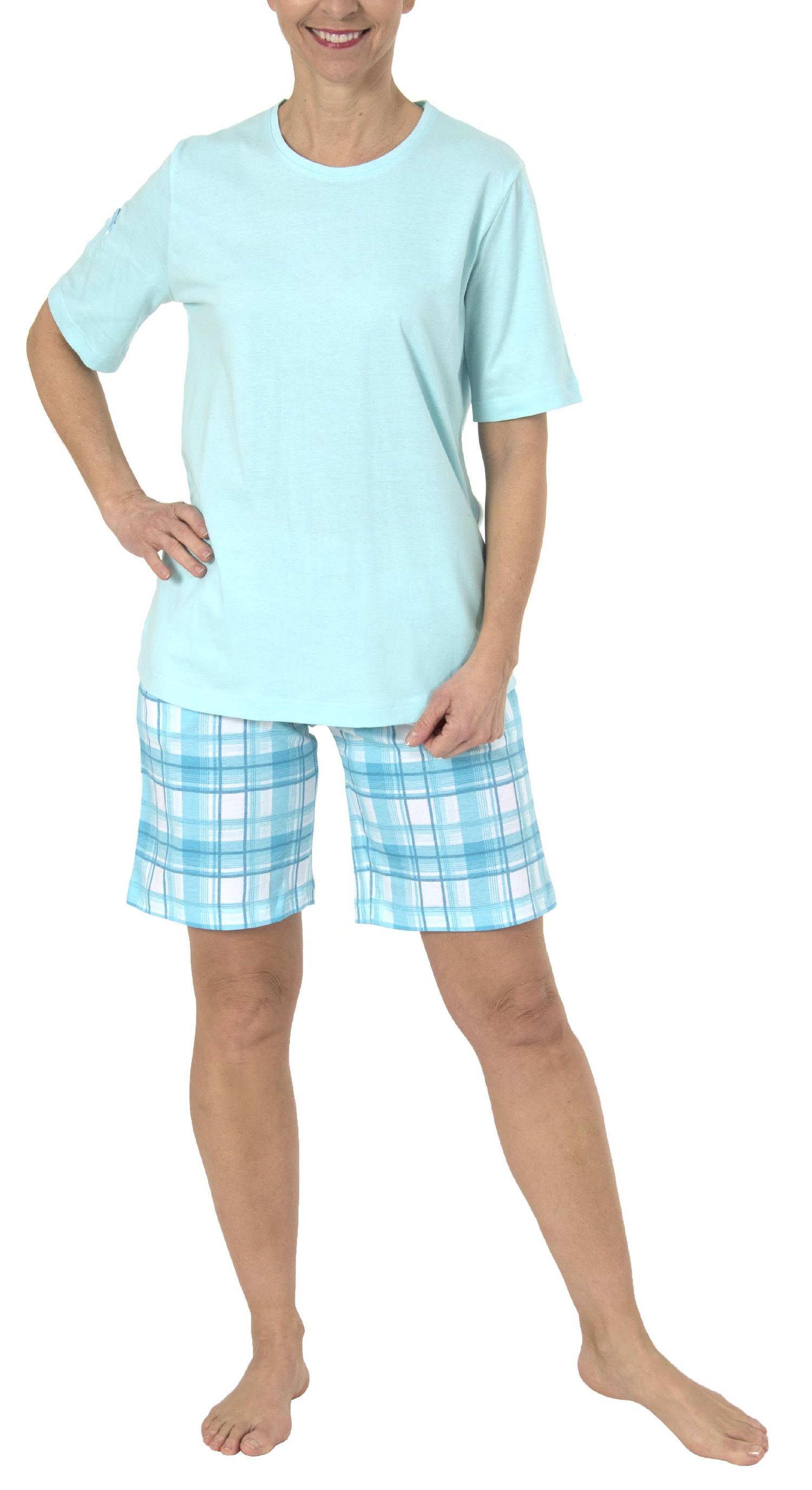 Damen Shorty Pyjama kurzarm in sommerlichen Farben von Normann - 191 205 90 204
