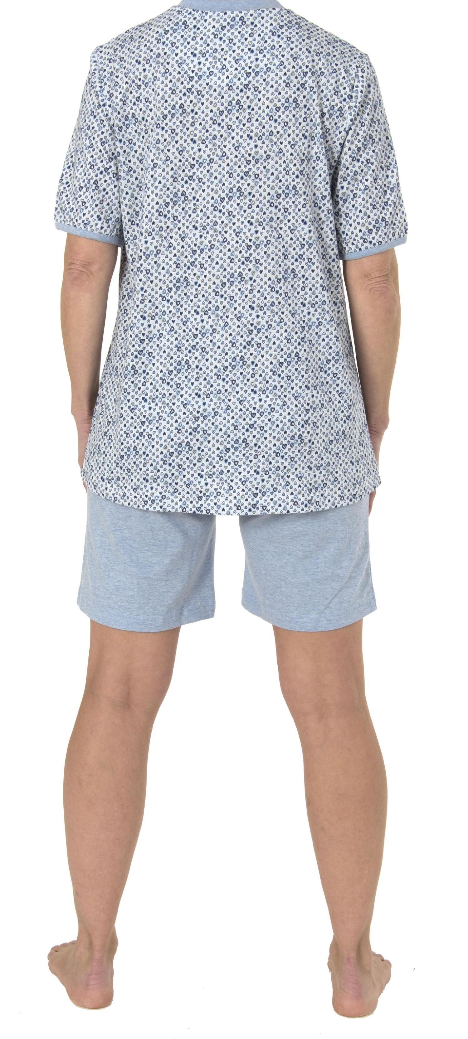 Damen Shorty Pyjama kurzarm im edlem Herz/Tupfen/Punkte-Design 191 205 90 218