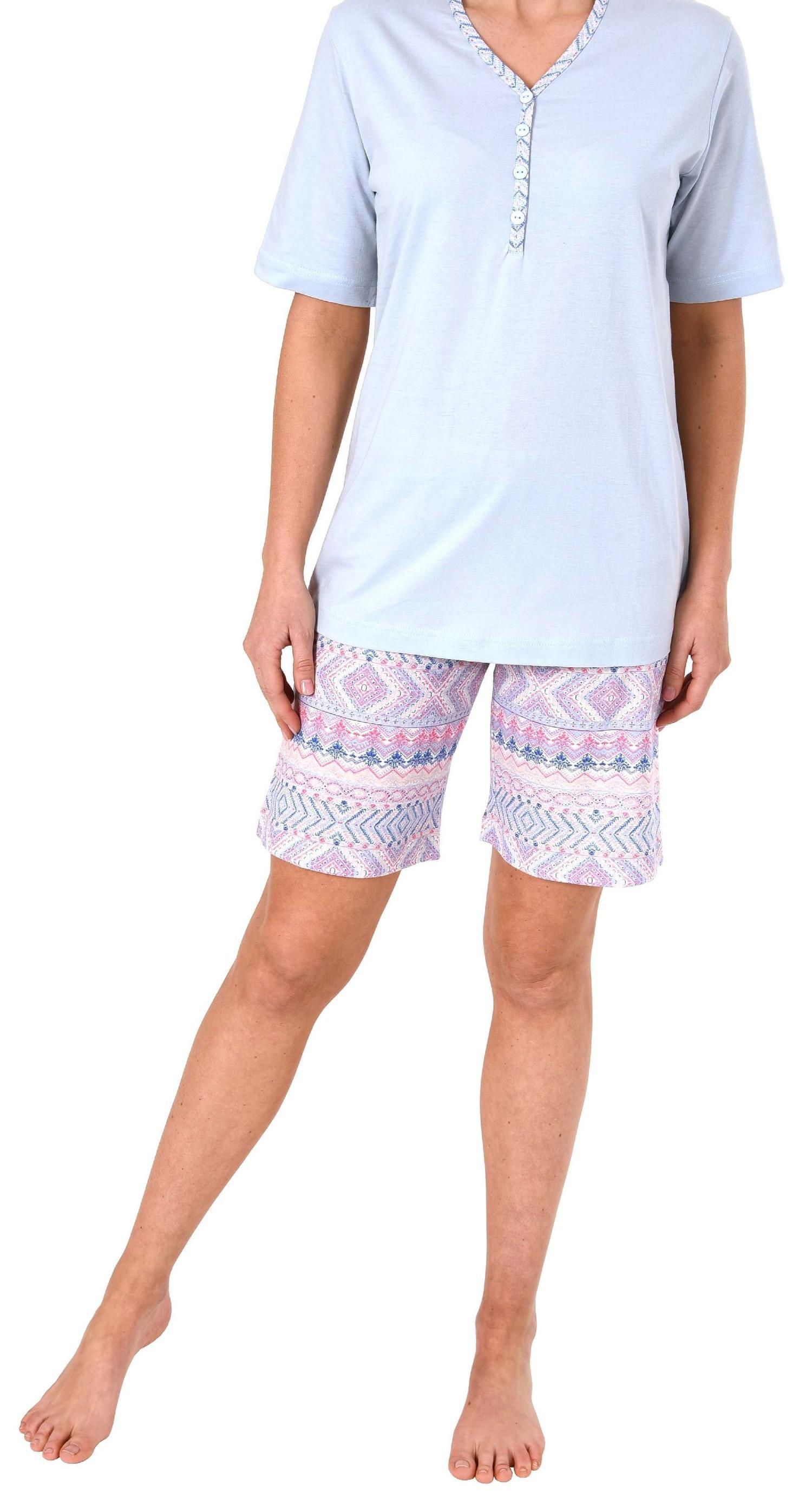 Damen Shorty Pyjama kurzarm Ethnolook - auch in Übergrössen bis Grösse 60/62 – 191 205 90 226