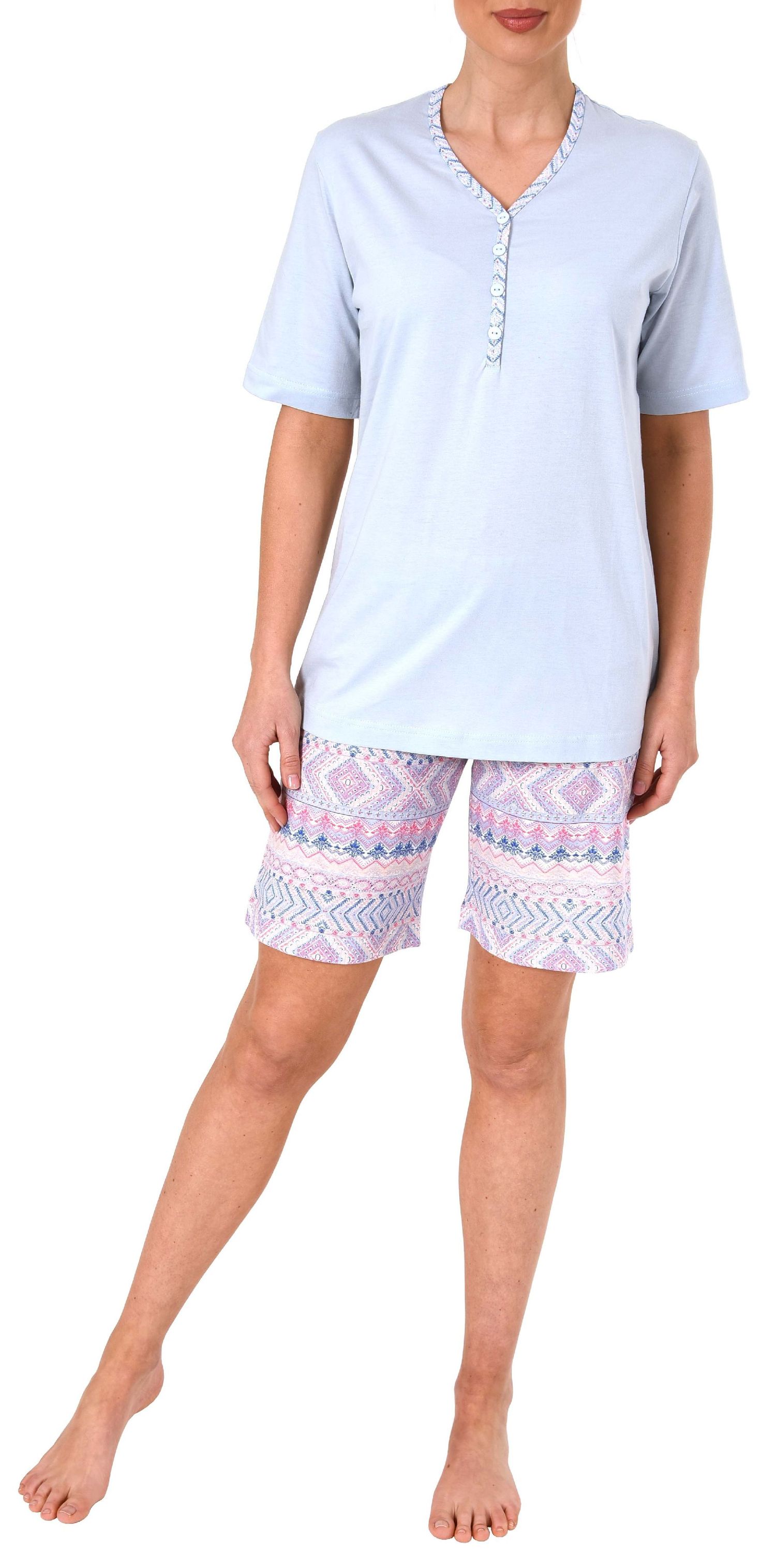 Damen Shorty Pyjama kurzarm Ethnolook - auch in Übergrössen bis Grösse 60/62 – 191 205 90 226