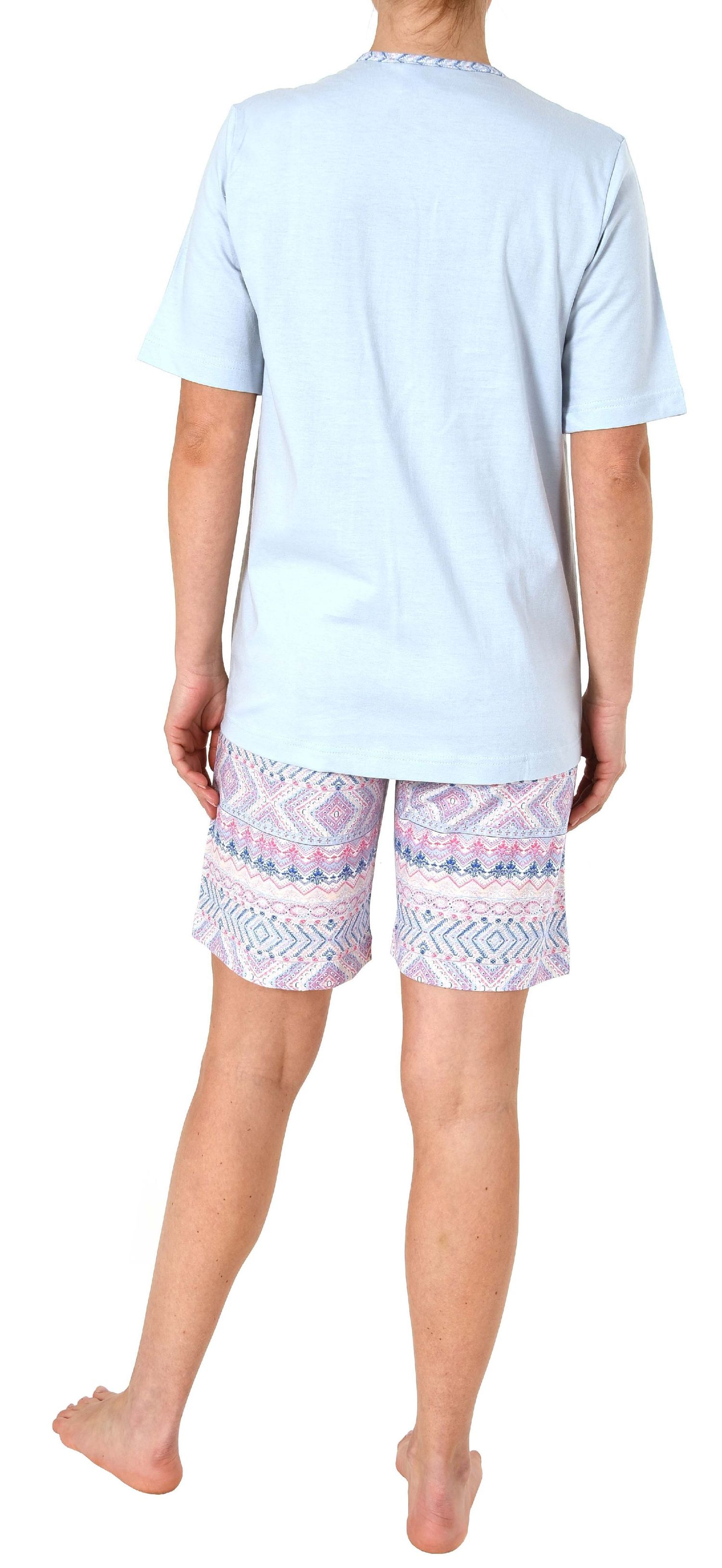 Damen Shorty Pyjama kurzarm Ethnolook - auch in Übergrössen bis Grösse 60/62 – 191 205 90 226