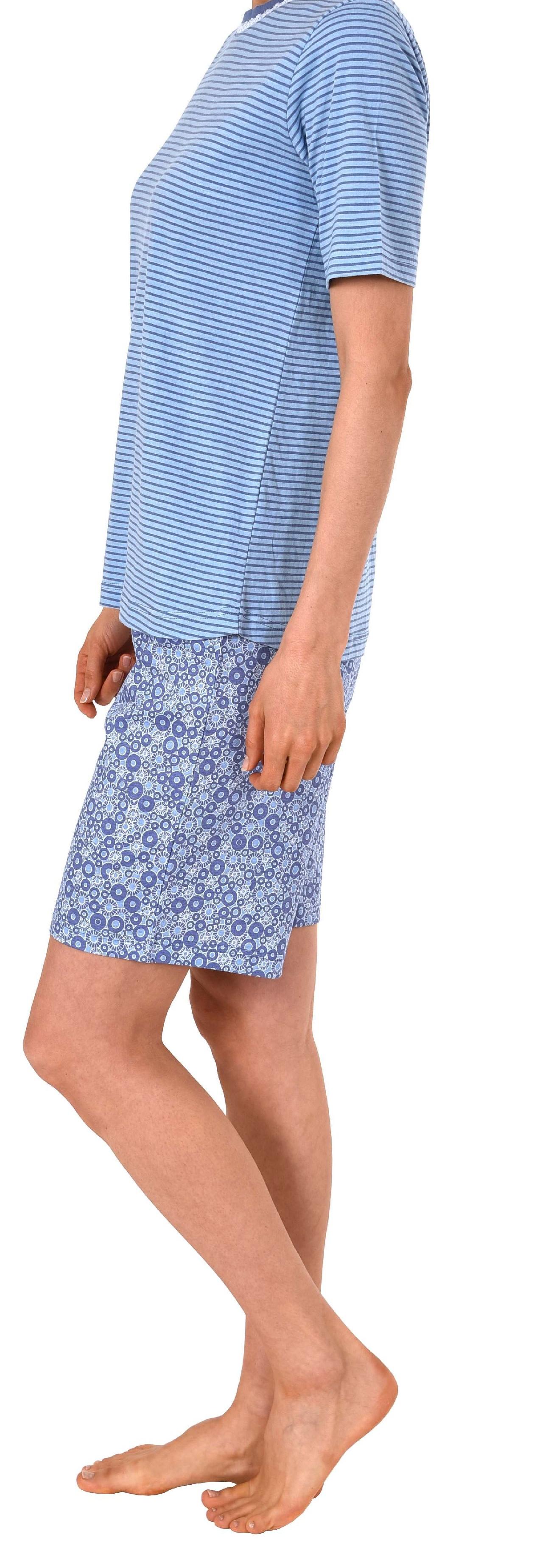 Damen Shorty Pyjama kurzarm mit Spitzenbesatz- auch in Übergrössen bis Grösse 60/62 - 191 205 90 838