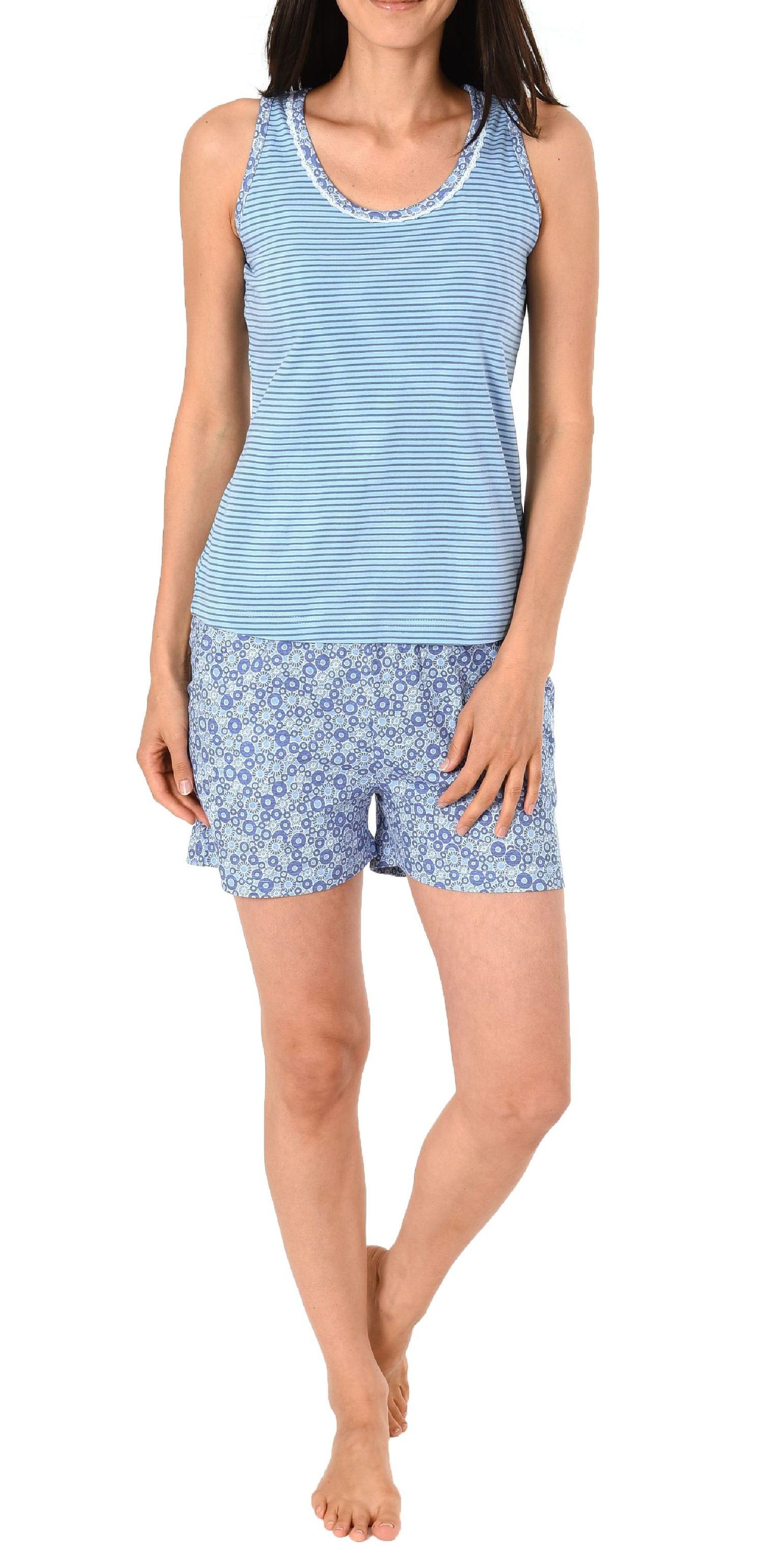 Ärmelloser Damen Achsel Shorty Pyjama mit Spitze - auch in Übergrössen bis Grösse 60/62 - 191 205 90 839