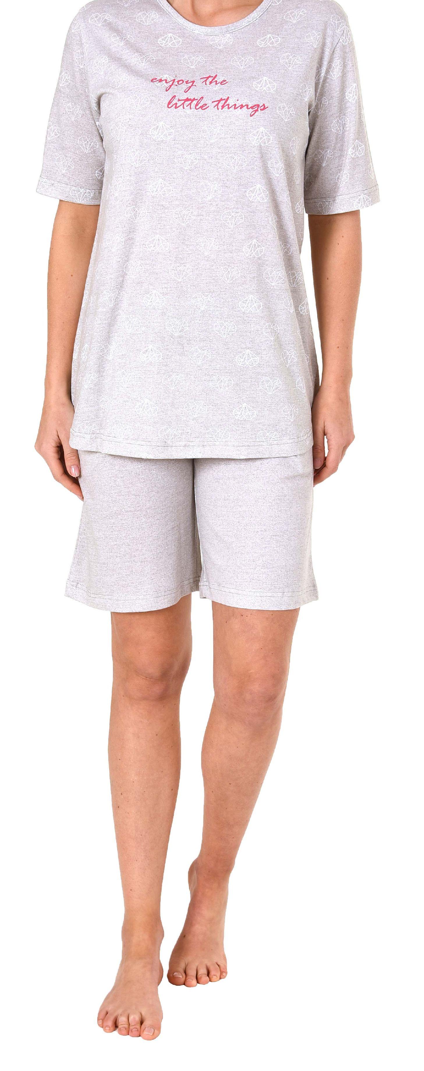 Normann Damen Shorty Pyjama kurzarm in lässiger Optik mit grafischen Designs 191 205 90 879