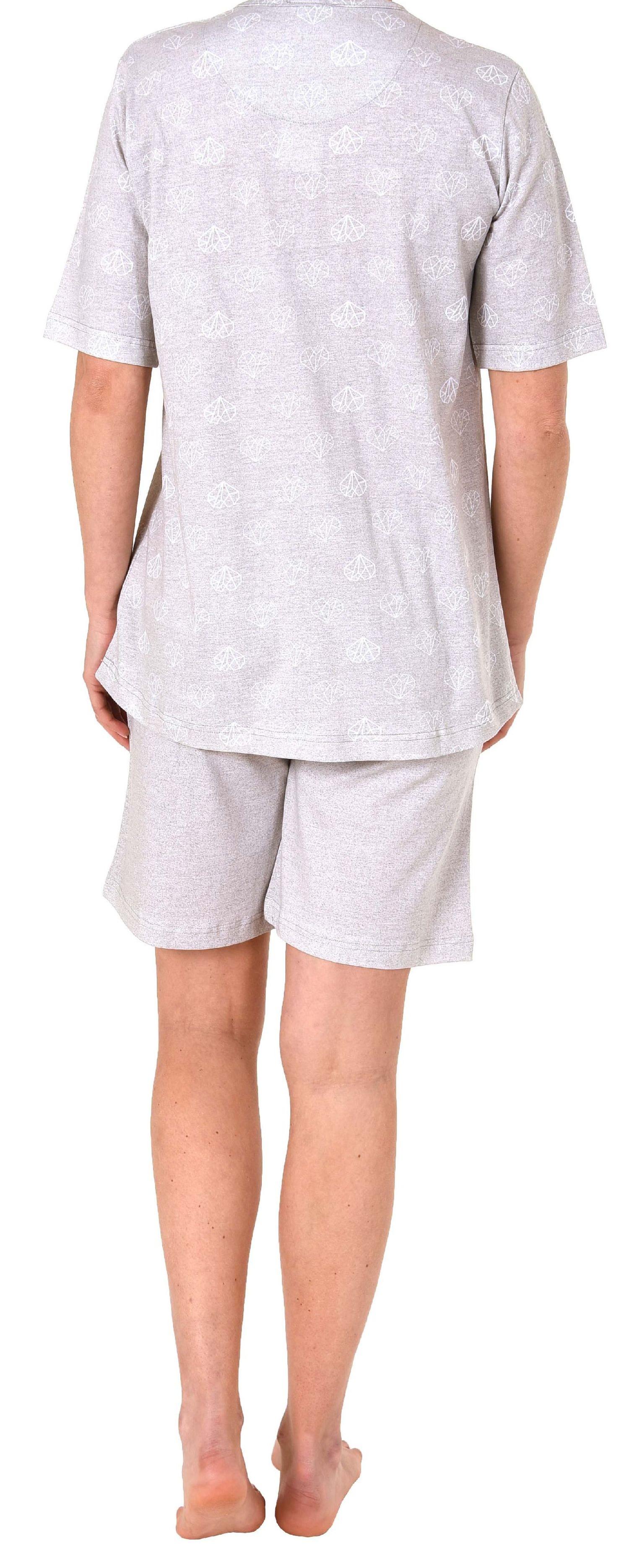 Normann Damen Shorty Pyjama kurzarm in lässiger Optik mit grafischen Designs 191 205 90 879