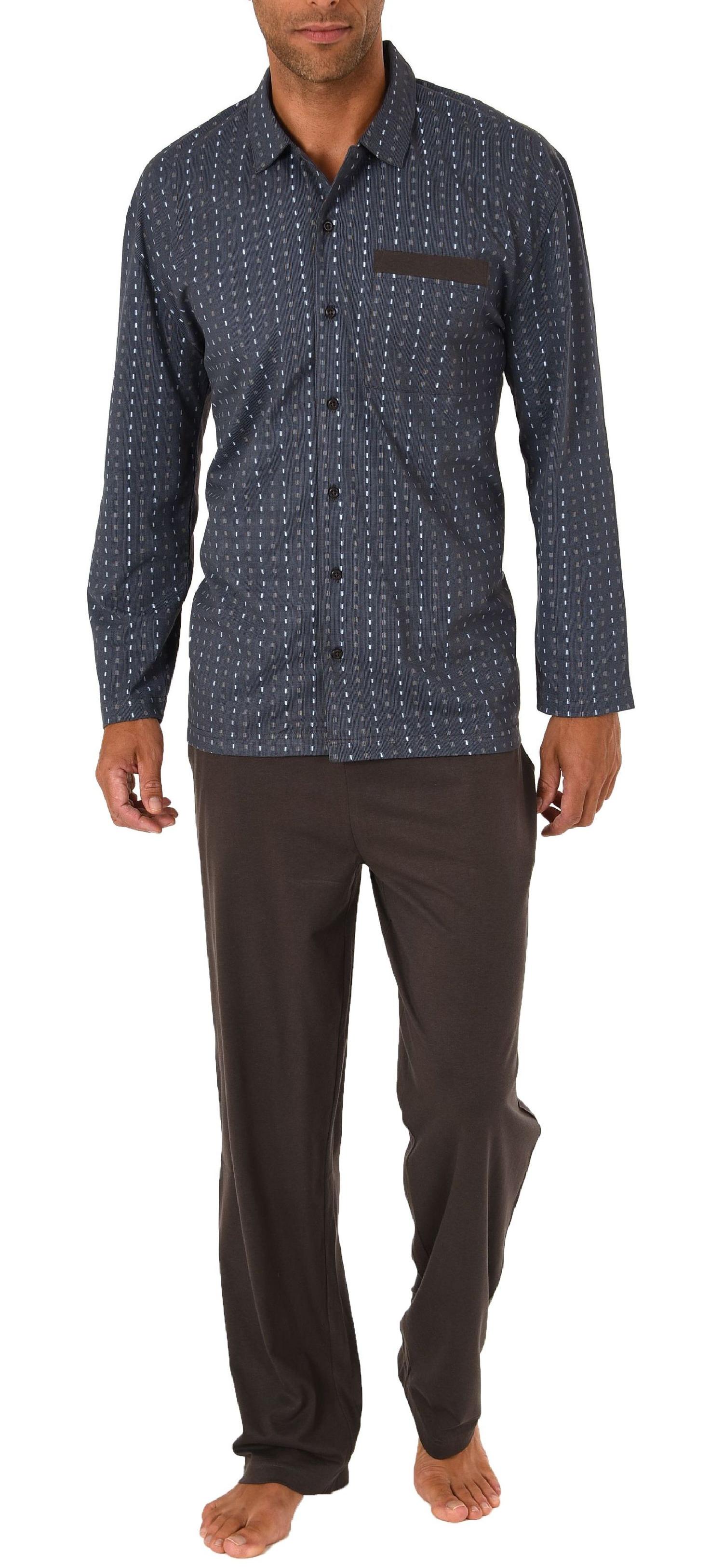 Eleganter Herren Pyjama Schlafanzug langarm zum durchknöpfen - auch in Übergrössen bis Gr. 70 -191 101 90 512 Eleganter Herren Pyjama Schlafanzug langarm zum durchknöpfen - auch in Übergrössen bis Gr. 70 -191 101 90 512