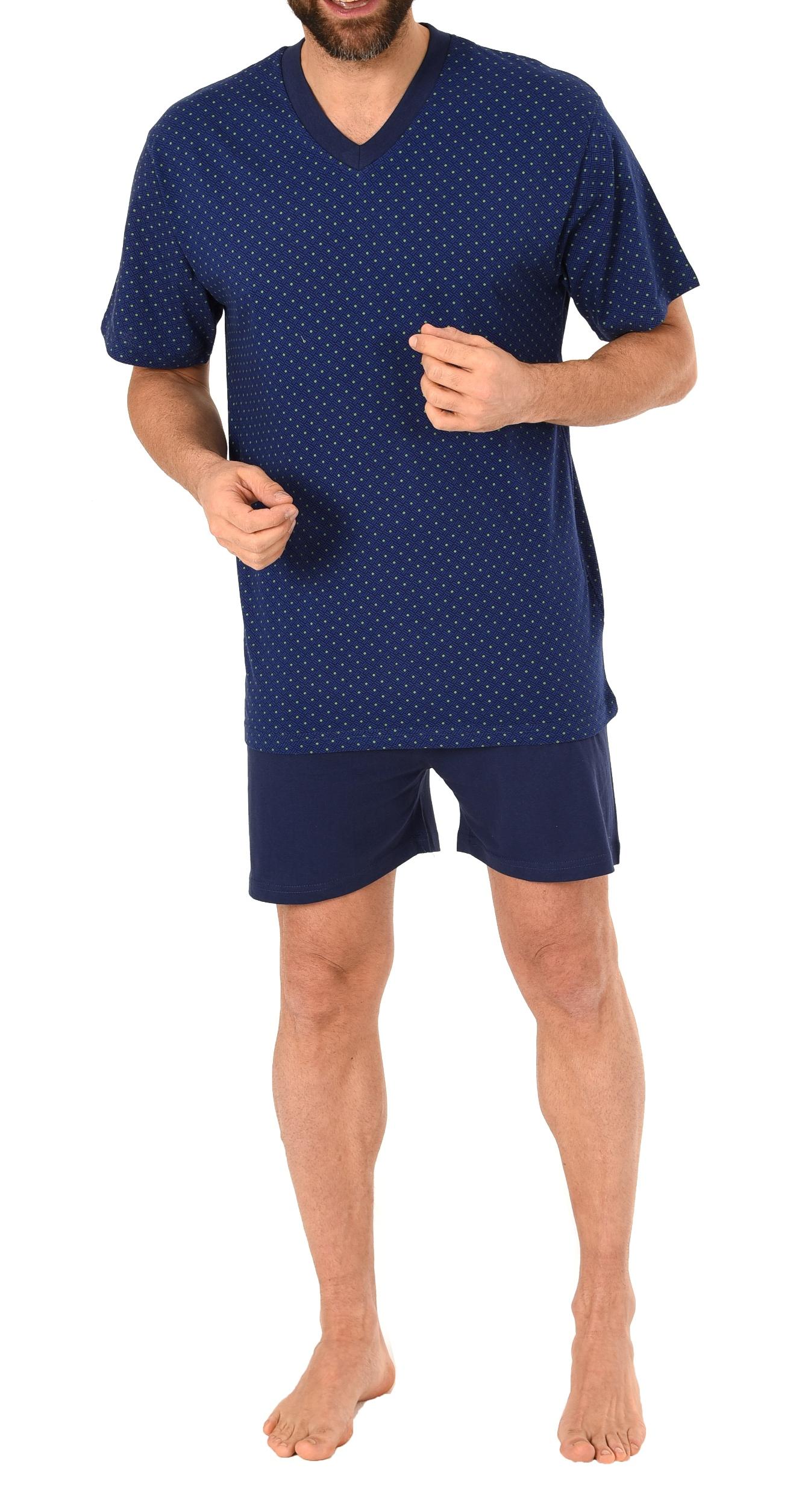 Lässiger Herren Shorty Pyjama kurzarm, V-Hals in toller Minimal-Optik - 191 105 90 007