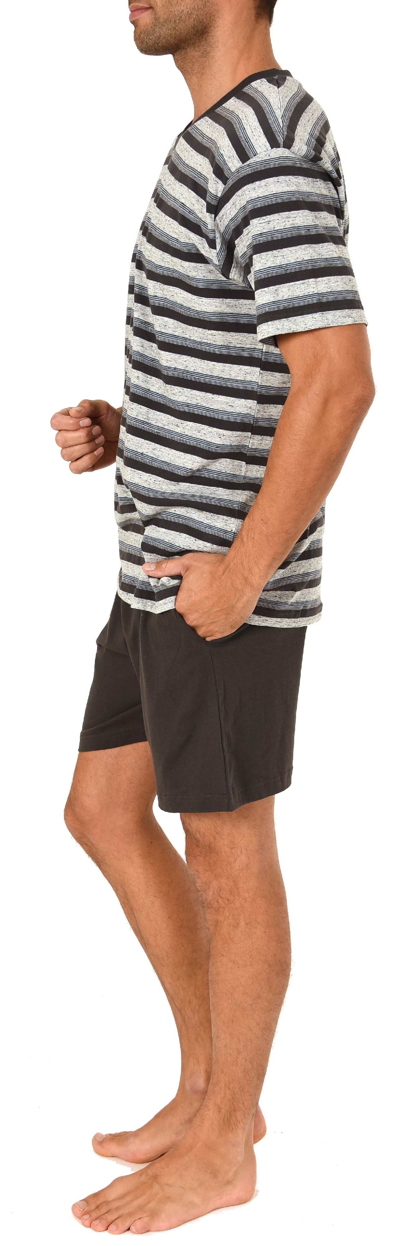 Herren Pyjama Shorty Schlafanzug kurzarm in Streifenoptik Melangefarben - 191 105 90 730 Herren Pyjama Shorty Schlafanzug kurzarm in Streifenoptik Melangefarben - 191 105 90 730