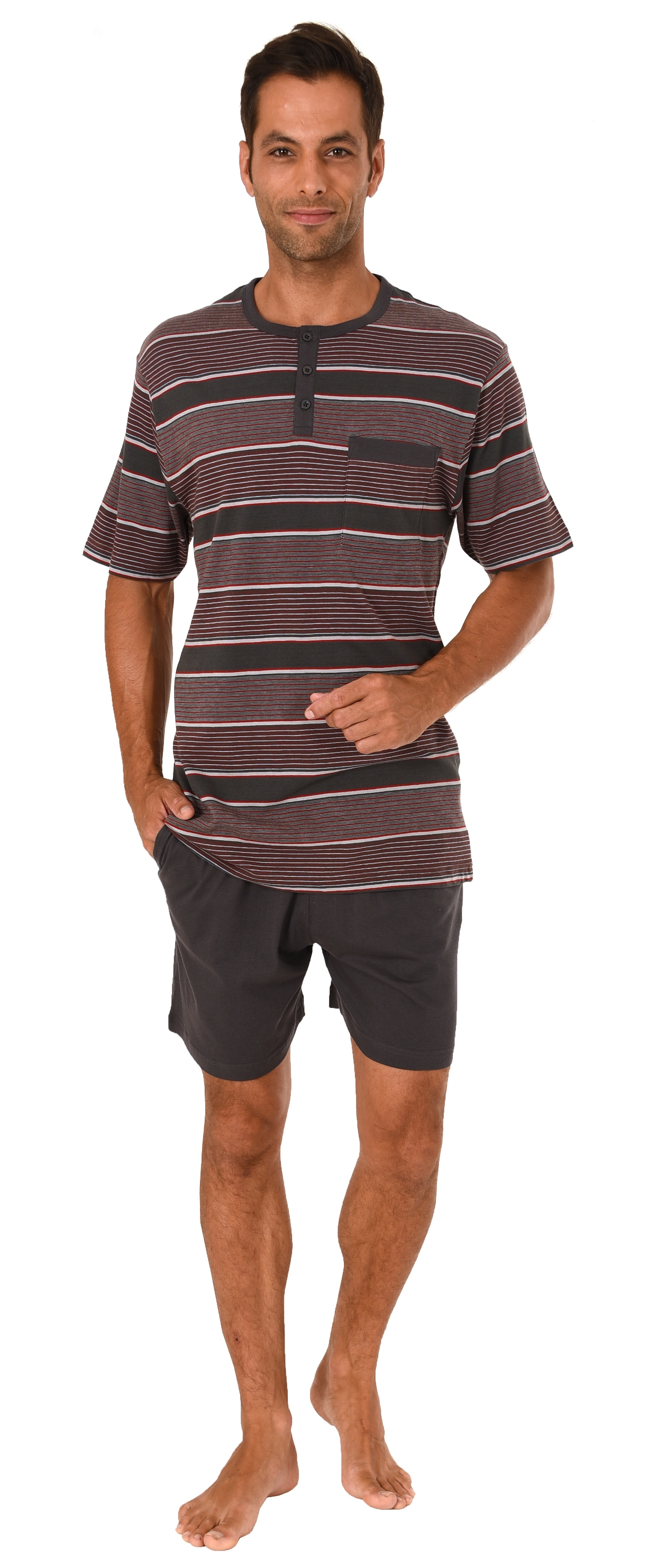 Herren Pyjama Shortie kurzarm Schlafanzug kurz in toller Streifenoptik - 191 105 90 762 Herren Pyjama Shortie kurzarm Schlafanzug kurz in toller Streifenoptik - 191 105 90 762