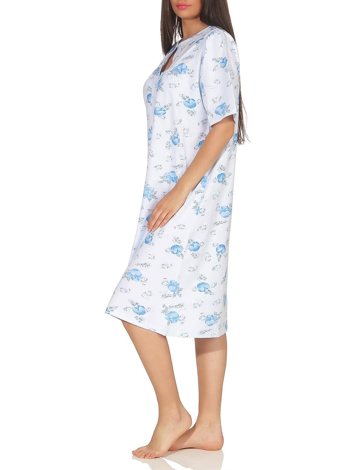 Damen kurzarm Nachthemd fraulich, 105 cm Länge, florales Muster – 63544
