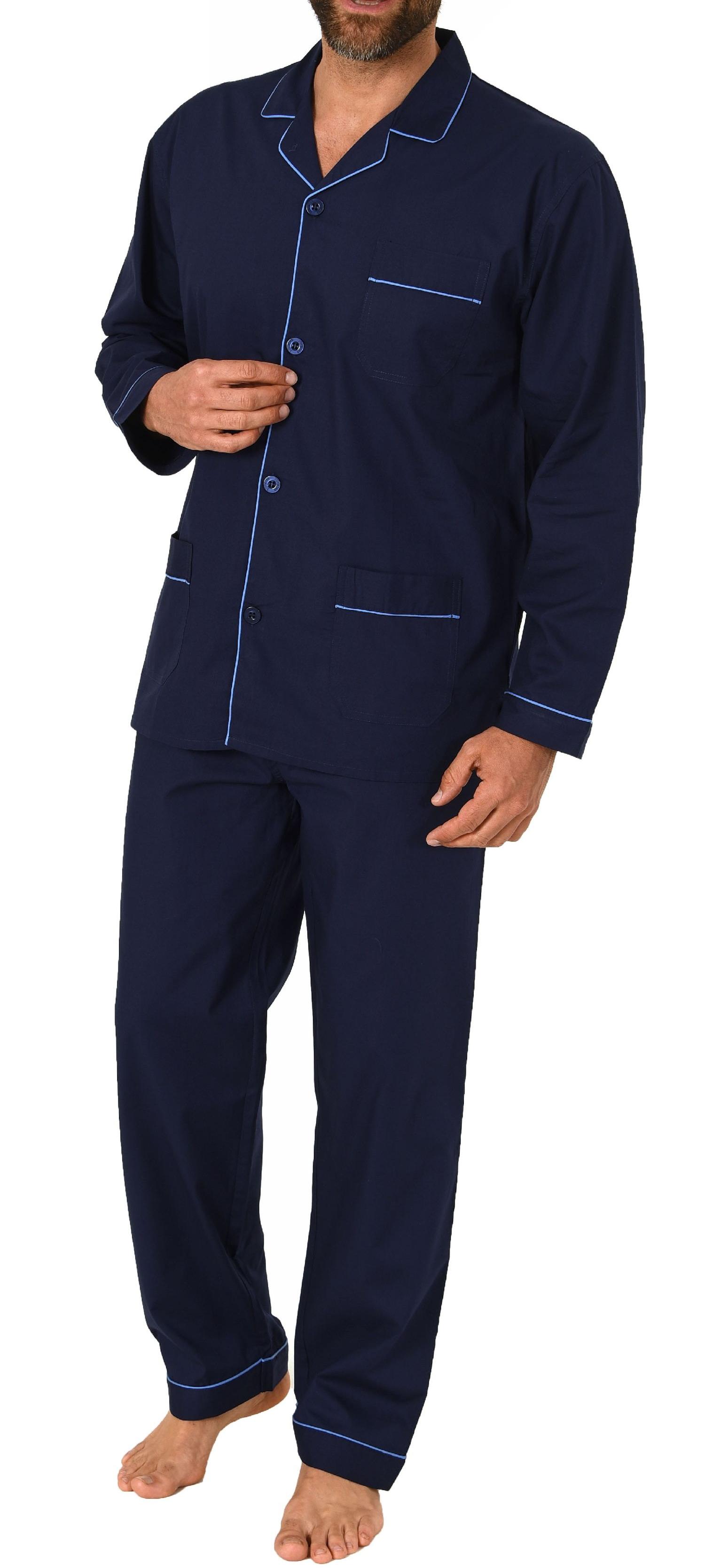 Klassischer Herren Pyjama gewebt mit durchknöpfbarem Oberteil - Popeline - 171 101 91 120