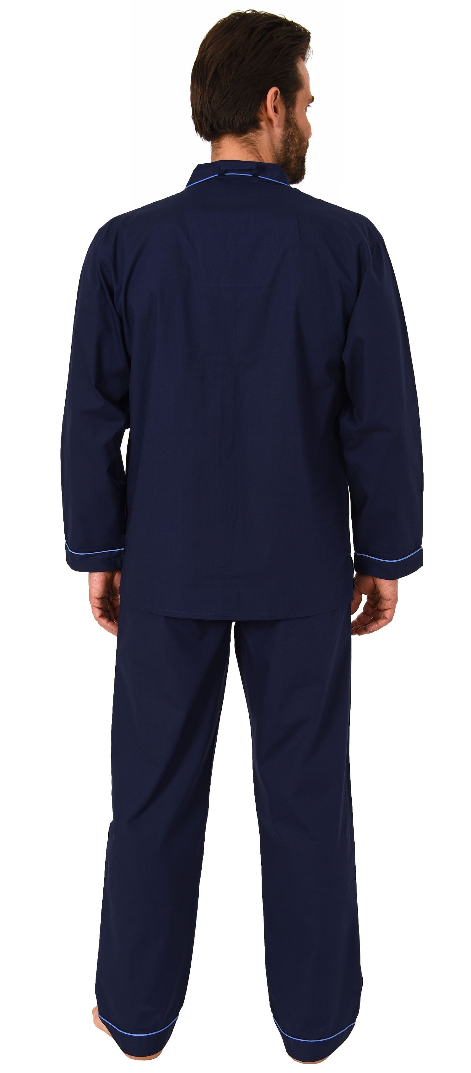 Klassischer Herren Pyjama gewebt mit durchknöpfbarem Oberteil - Popeline - 171 101 91 120
