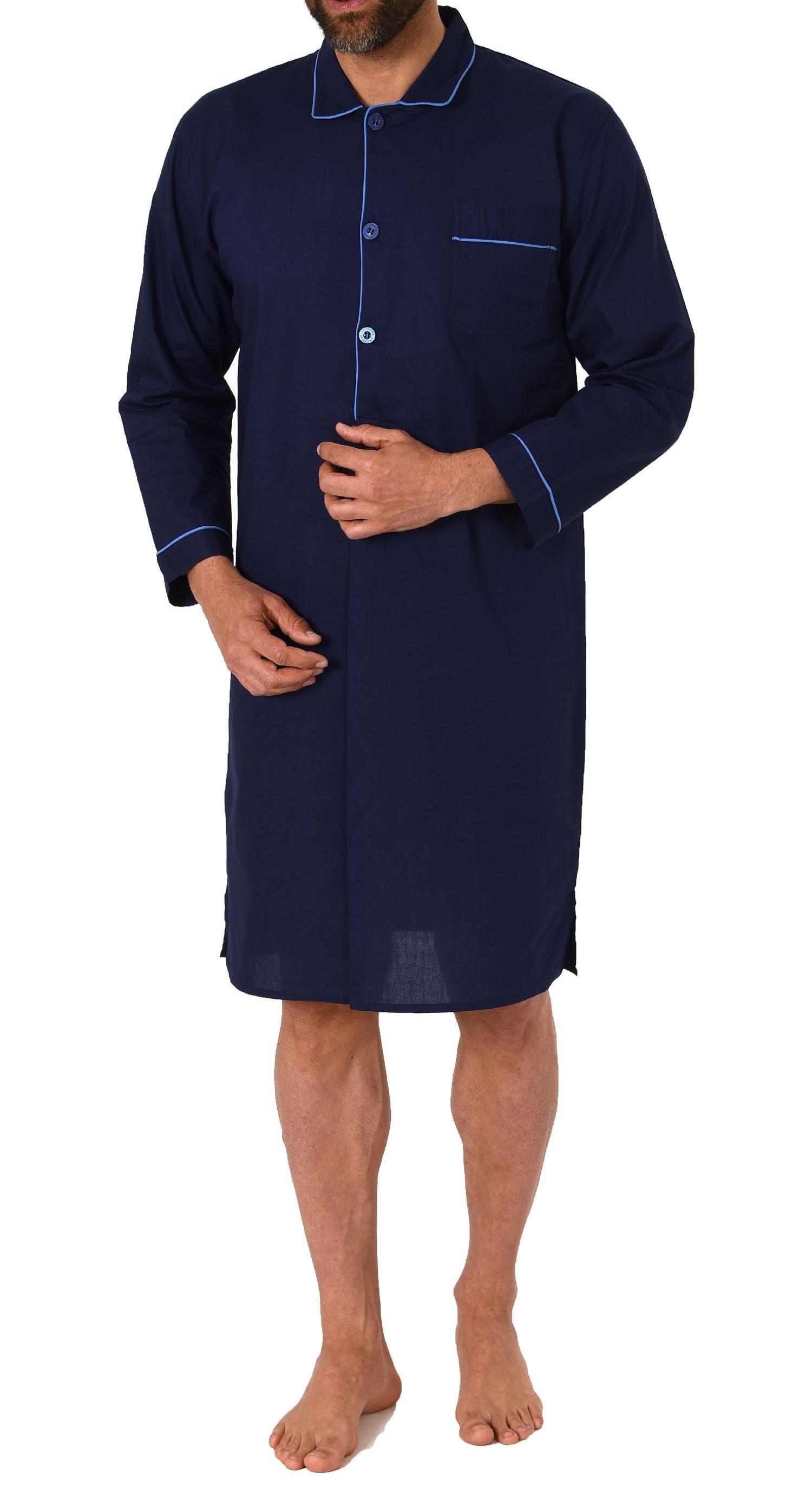Klassisches Herren Nachthemd langarm gewebt mit Knopfleiste - 171 110 91 120 Klassisches Herren Nachthemd langarm gewebt mit Knopfleiste - 171 110 91 120