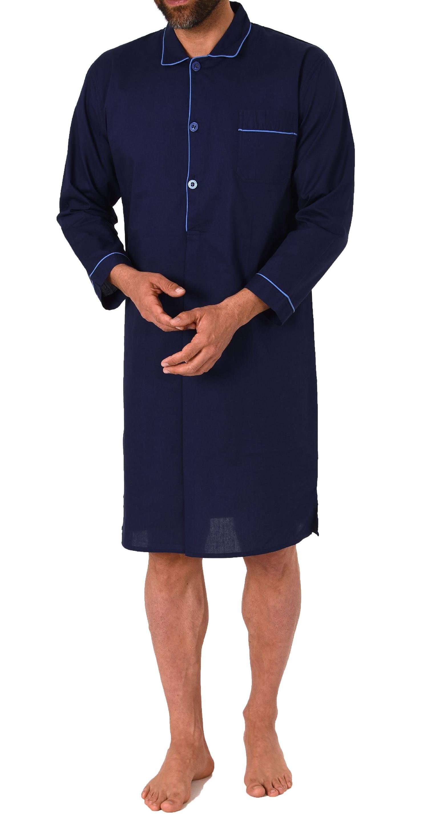 Klassisches Herren Nachthemd langarm gewebt mit Knopfleiste - 171 110 91 120 Klassisches Herren Nachthemd langarm gewebt mit Knopfleiste - 171 110 91 120