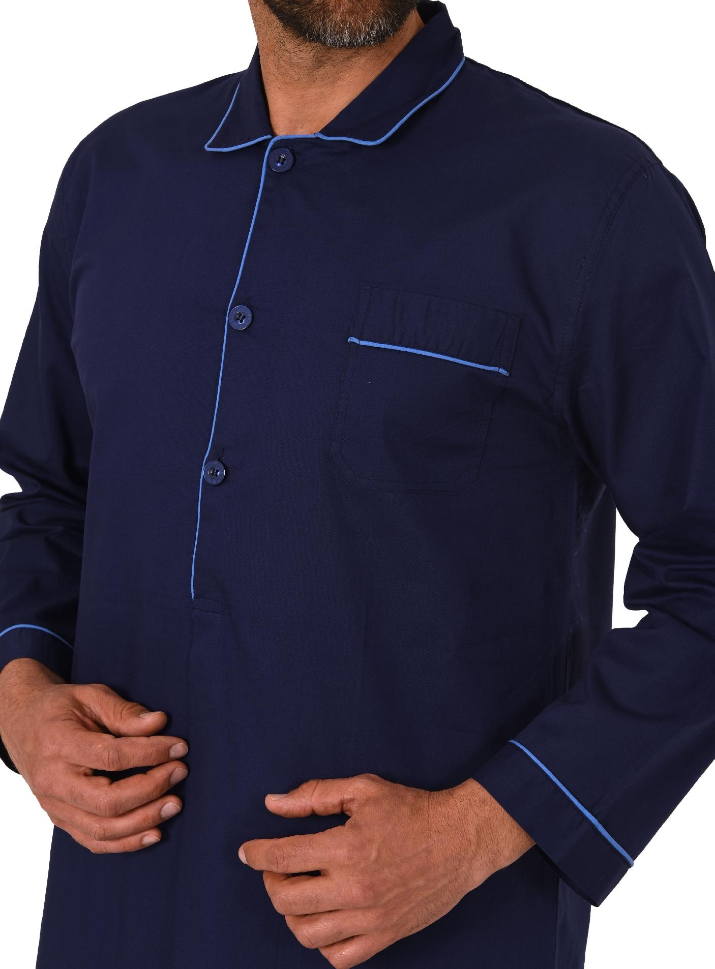 Klassisches Herren Nachthemd langarm gewebt mit Knopfleiste - 171 110 91 120 Klassisches Herren Nachthemd langarm gewebt mit Knopfleiste - 171 110 91 120