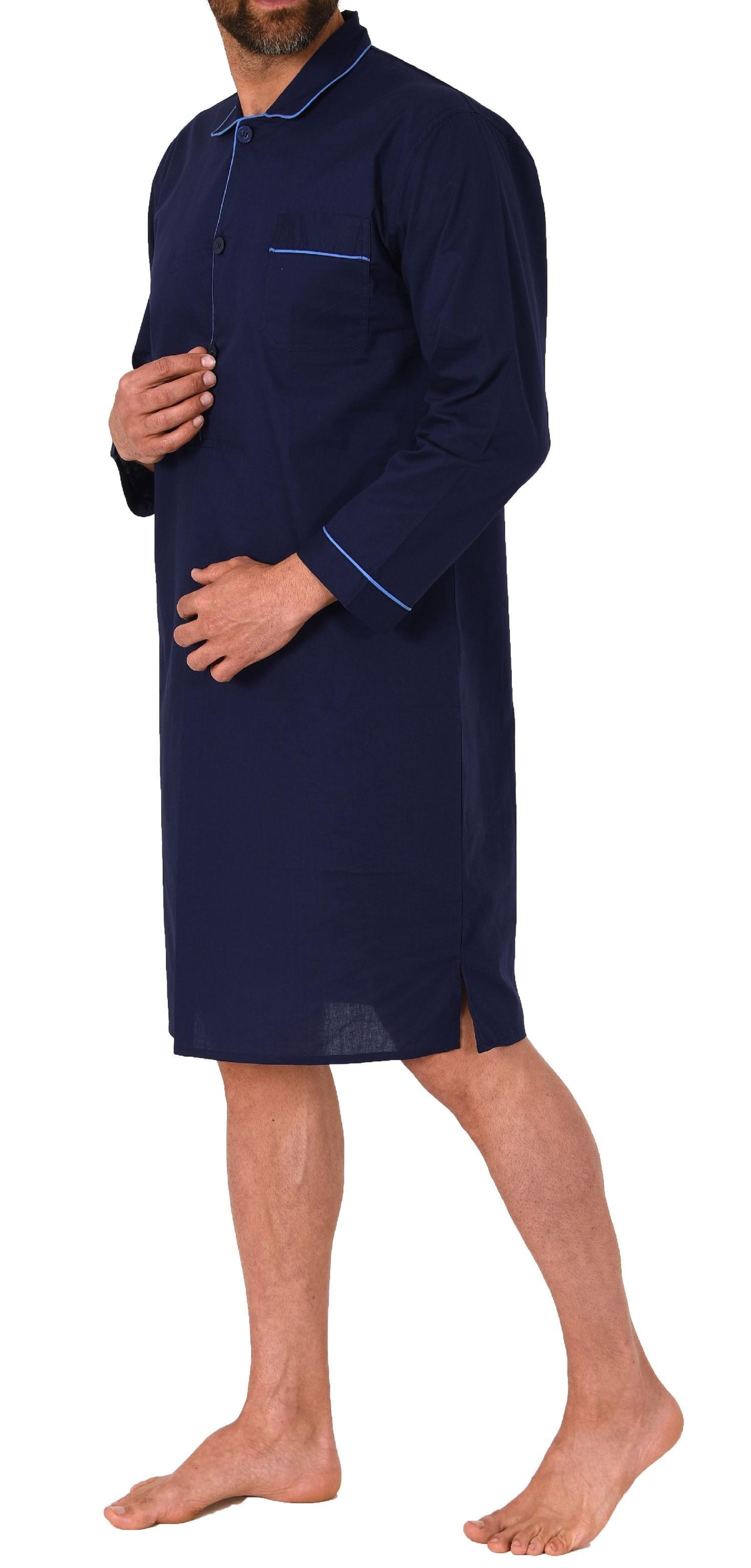 Klassisches Herren Nachthemd langarm gewebt mit Knopfleiste - 171 110 91 120