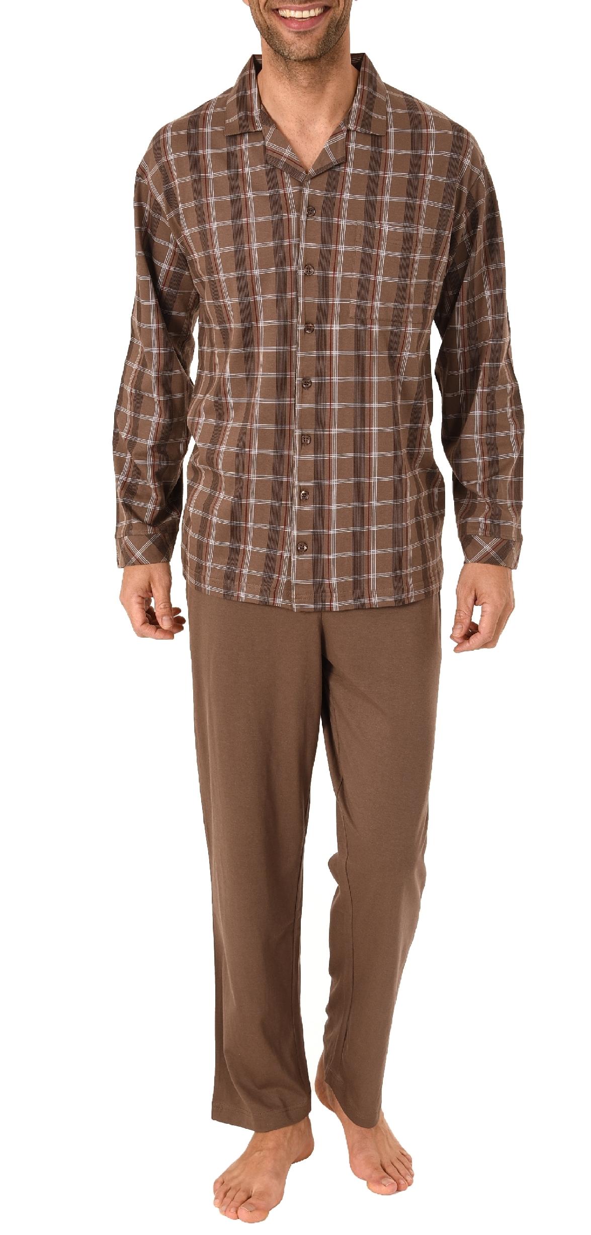 Eleganter Herren Pyjama Schlafanzug lang zum durchknöpfen - auch in Übergrössen bis Gr. 70