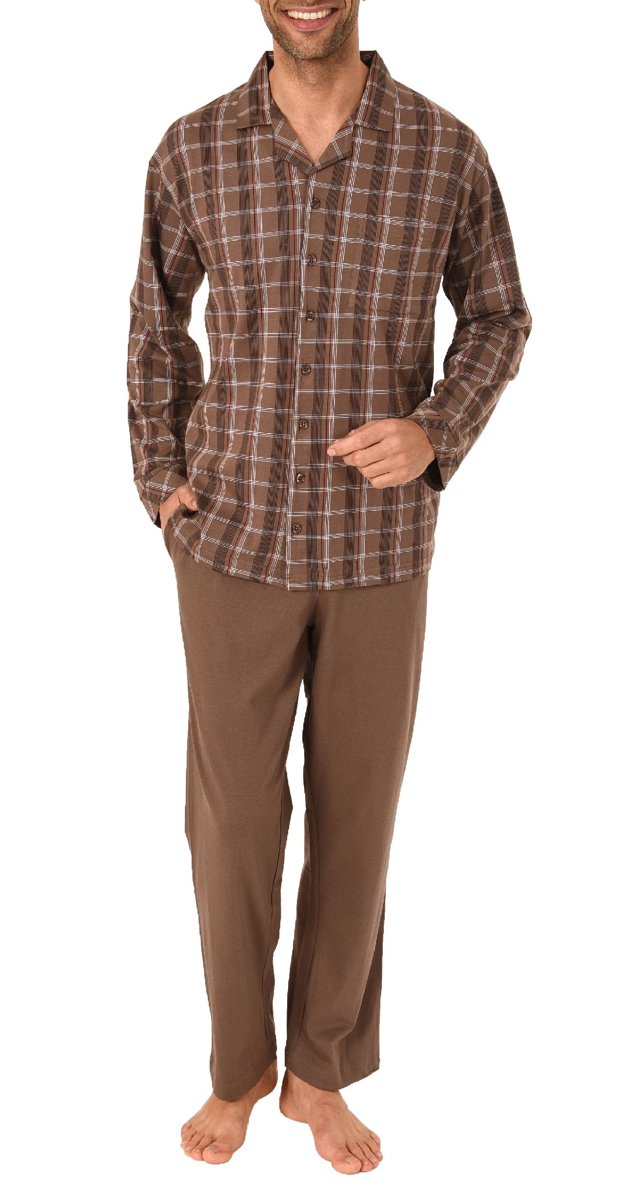 Eleganter Herren Pyjama Schlafanzug lang zum durchknöpfen - auch in Übergrössen bis Gr. 70