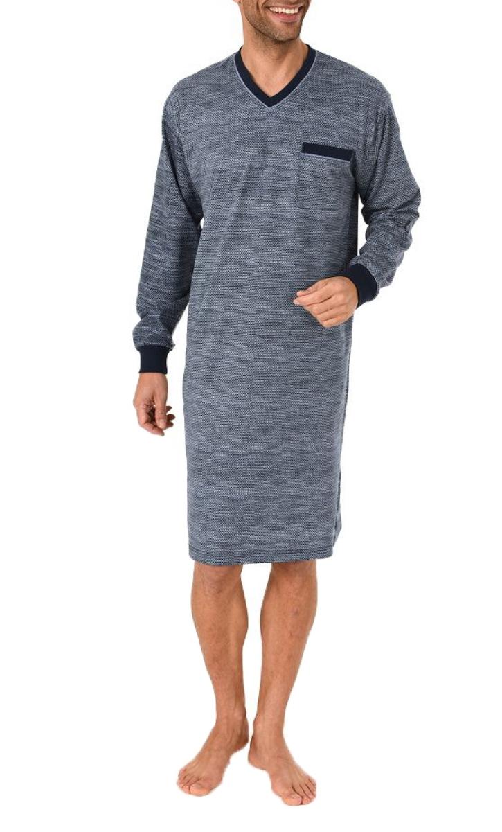 Herren Nachthemd langarm - auch in Übergrössen bis Grösse 70 - Minimalprint - 291 90 431
