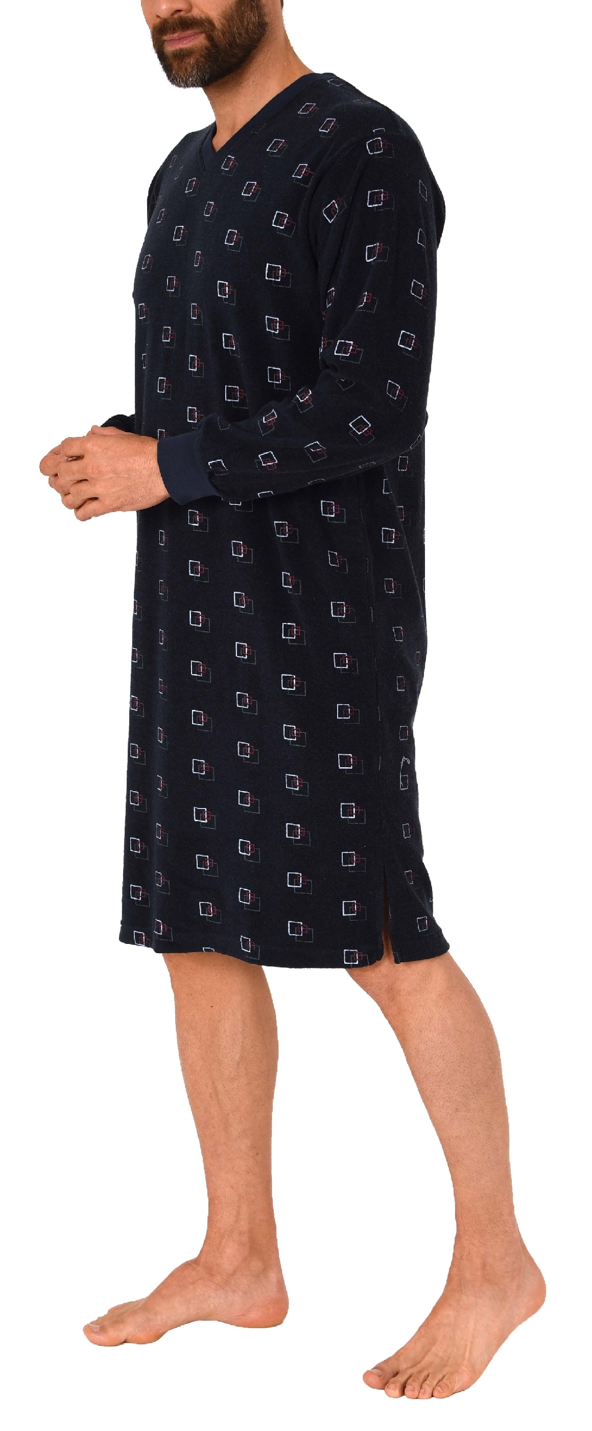 Herren Frottee Nachthemd langarm mit Bündchen - auch in Übergrössen - 291 110 93 454